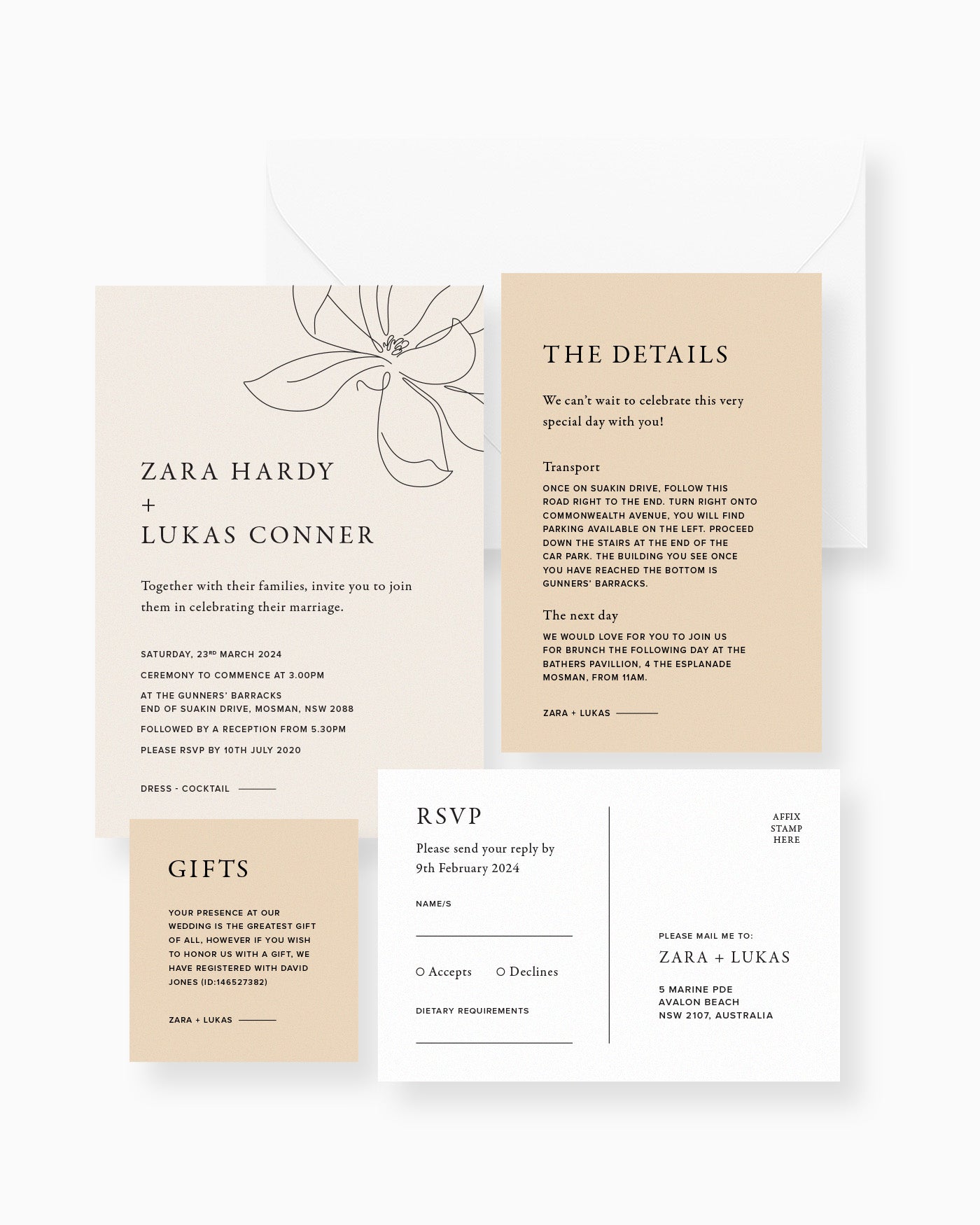 Peppermint Press Stationery Suite Magnolia Four Card Package