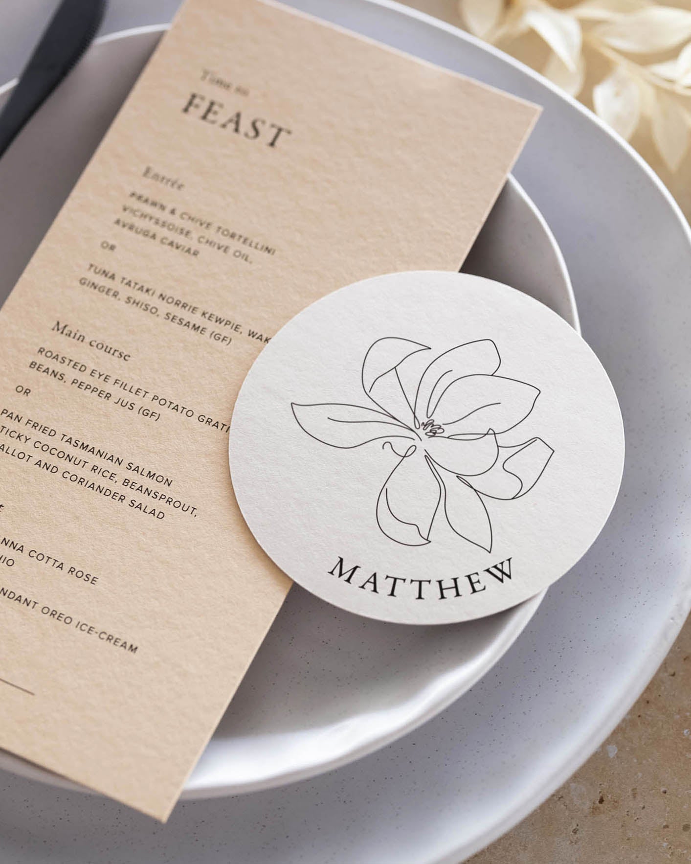 Peppermint Press On the Day Magnolia Place Card Coaster