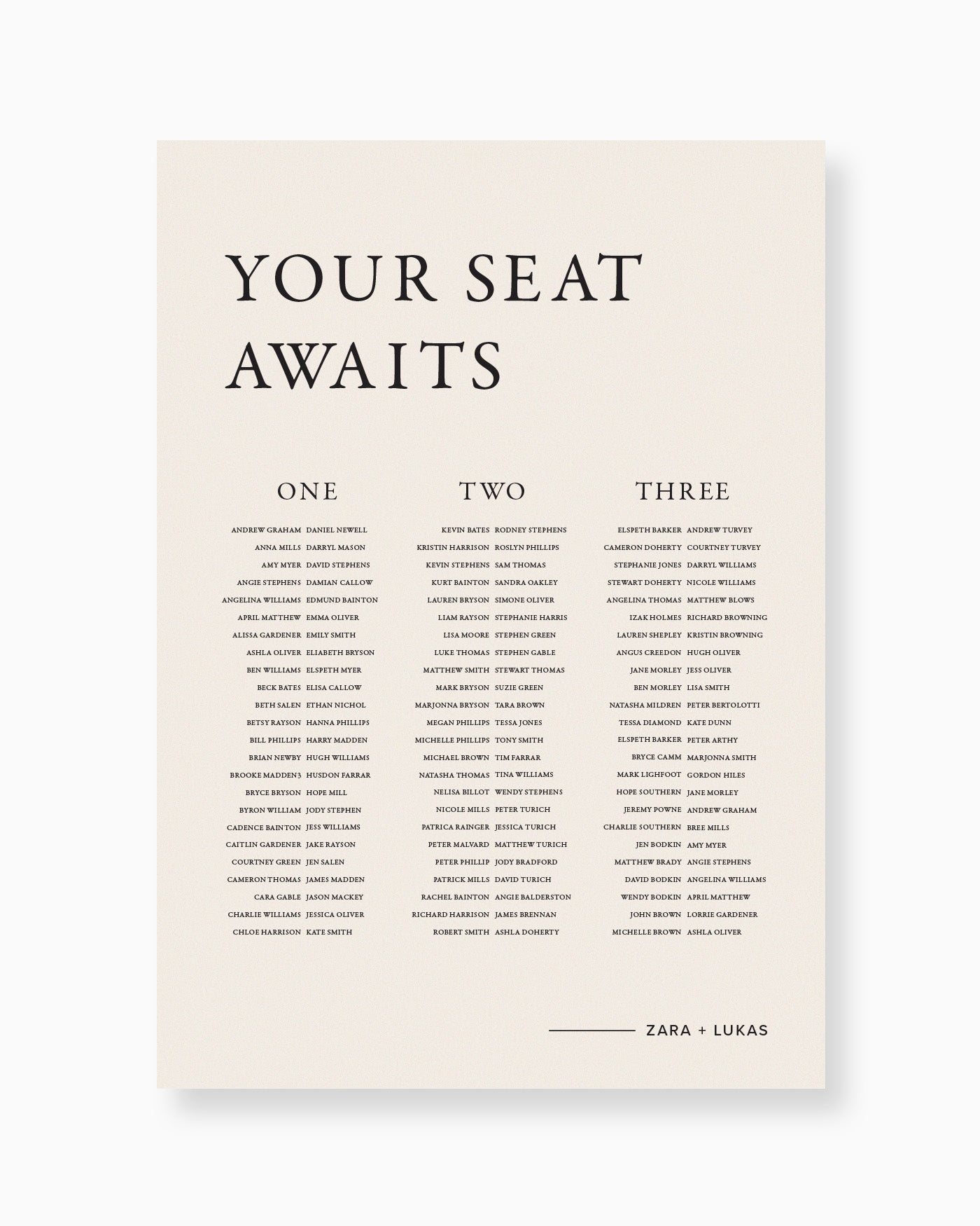 Peppermint Press On the Day Magnolia Seating Chart