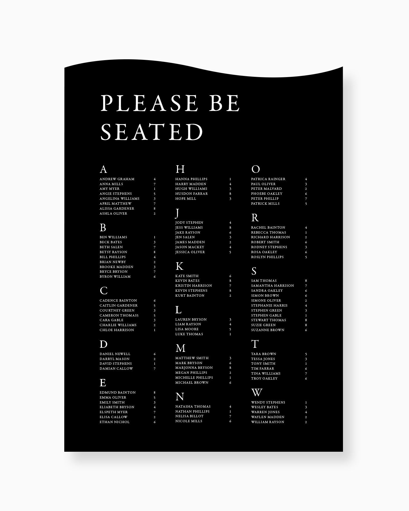 Peppermint Press On the Day Magnolia Seating Chart