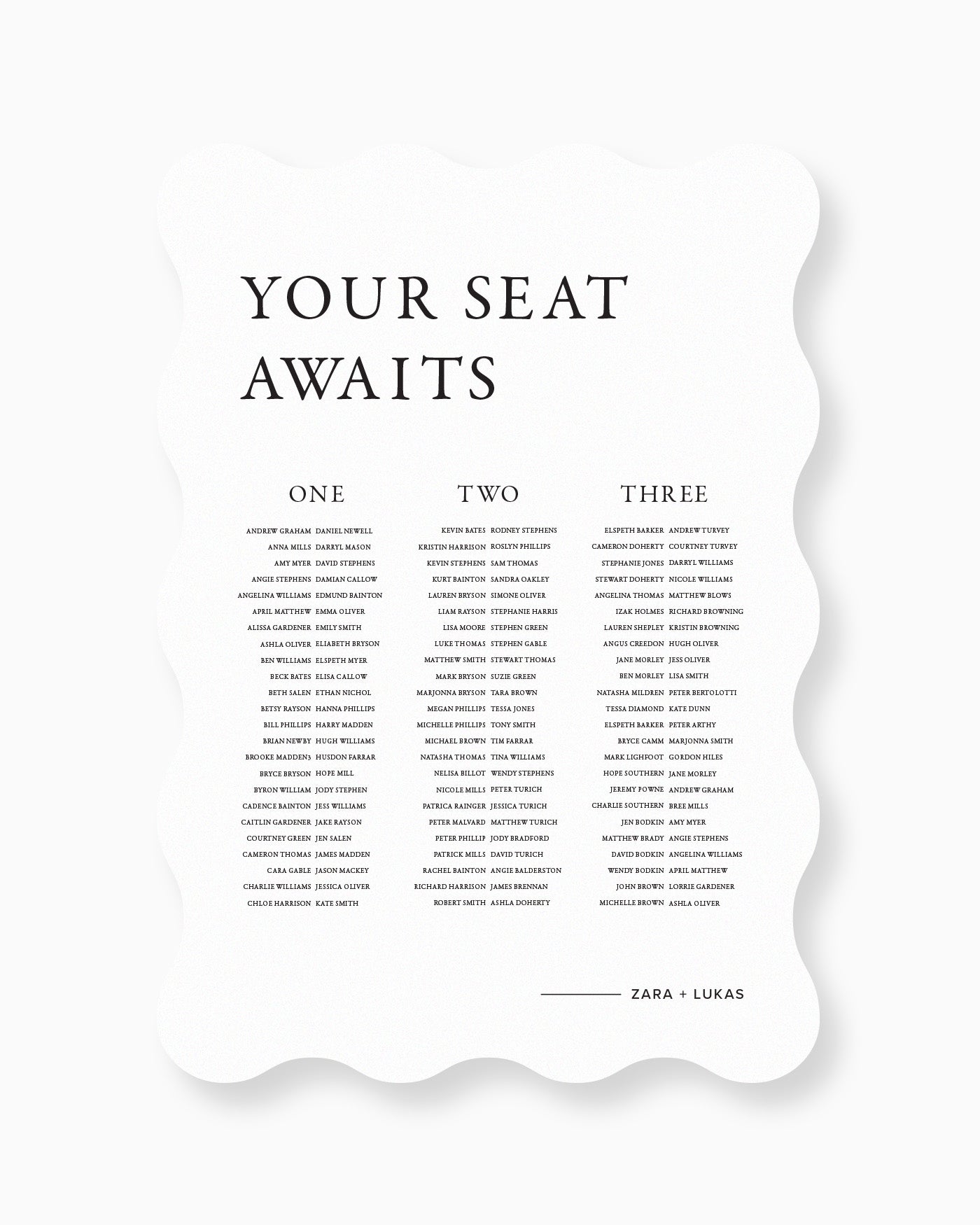 Peppermint Press On the Day Magnolia Seating Chart