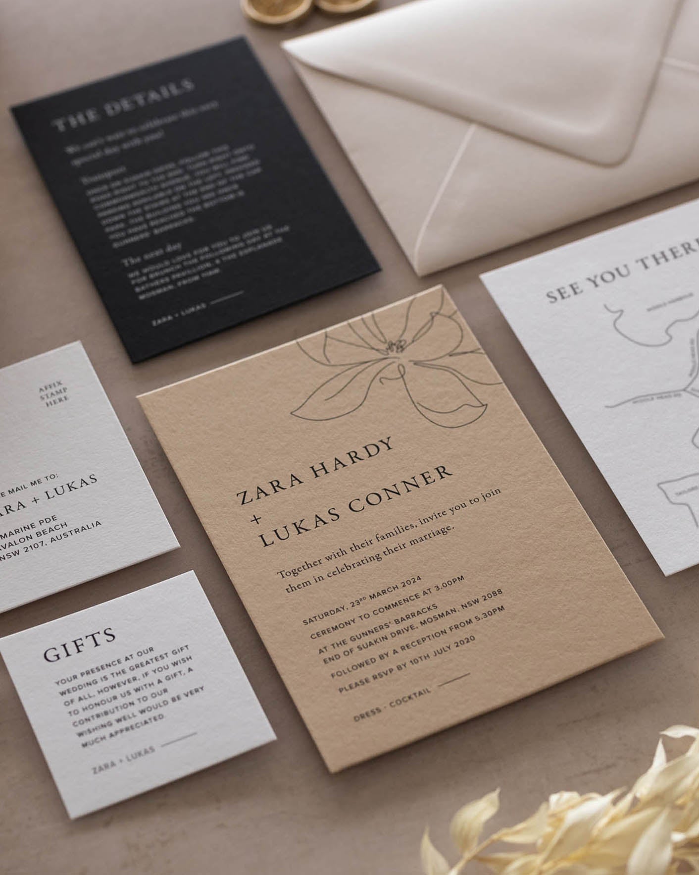 Peppermint Press Stationery Suite Magnolia Engagement Invite