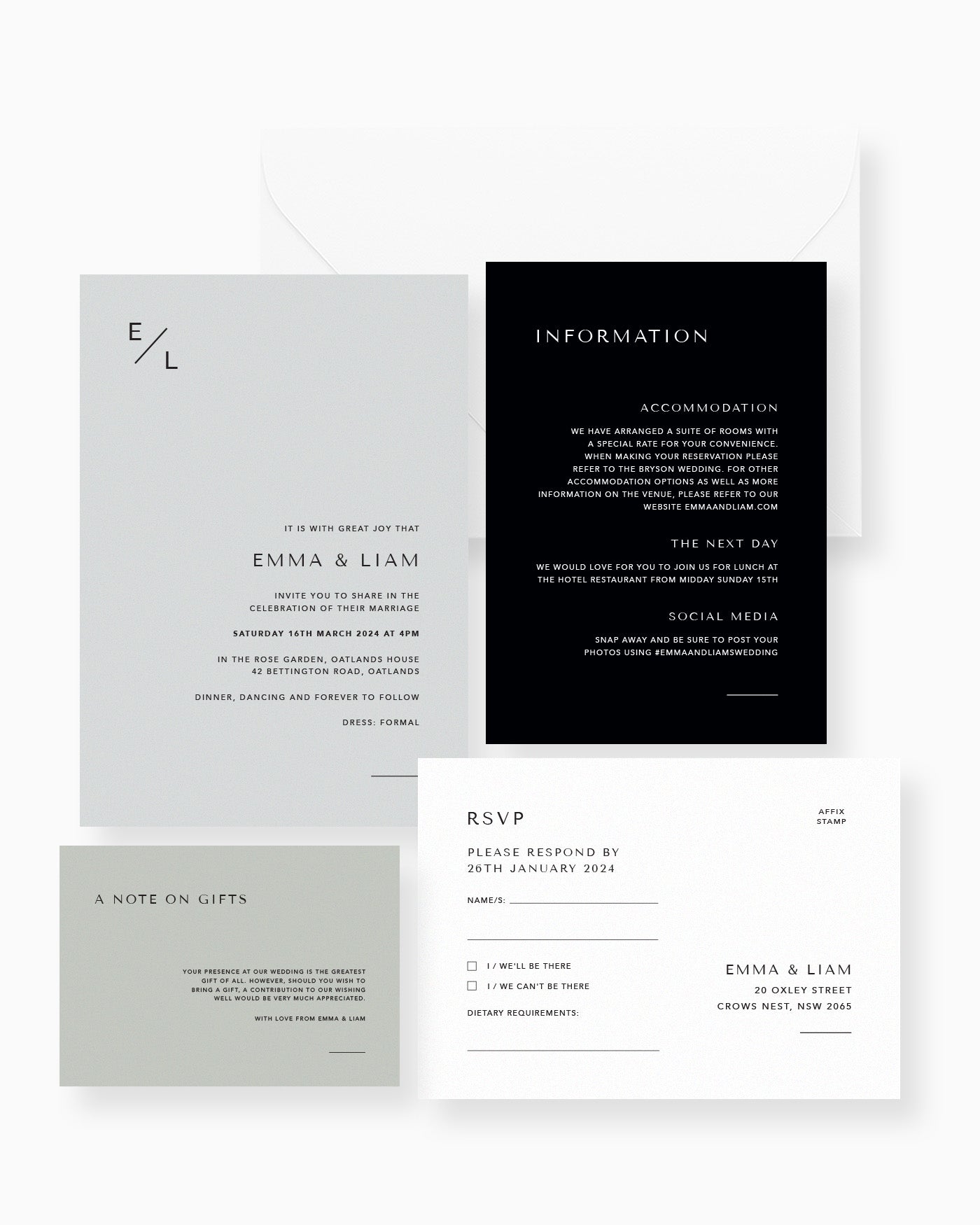 Peppermint Press Stationery Suite Melbourne Four Card Package