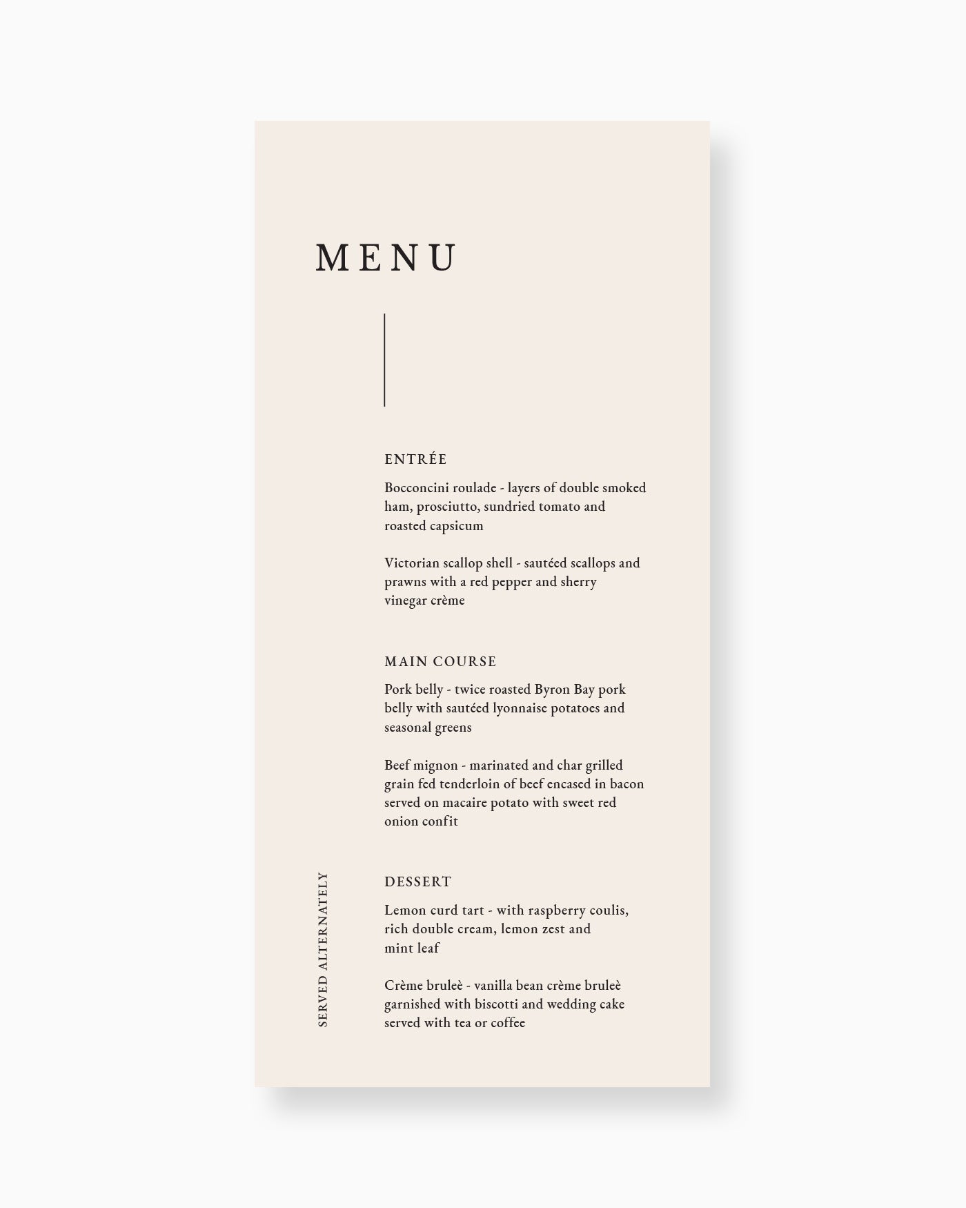 Peppermint Press On the Day Milan Menu