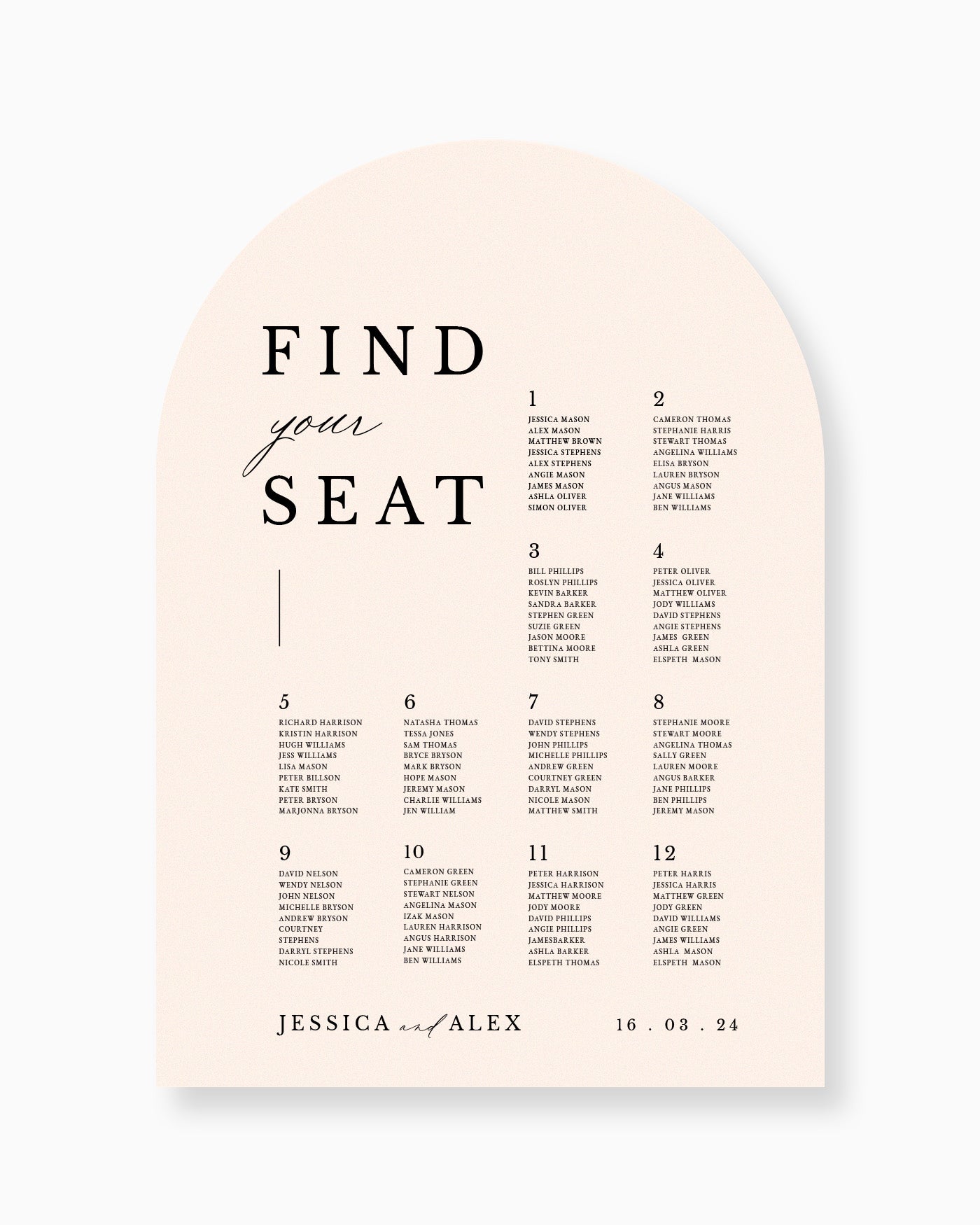 Peppermint Press On the Day Milan Seating Chart