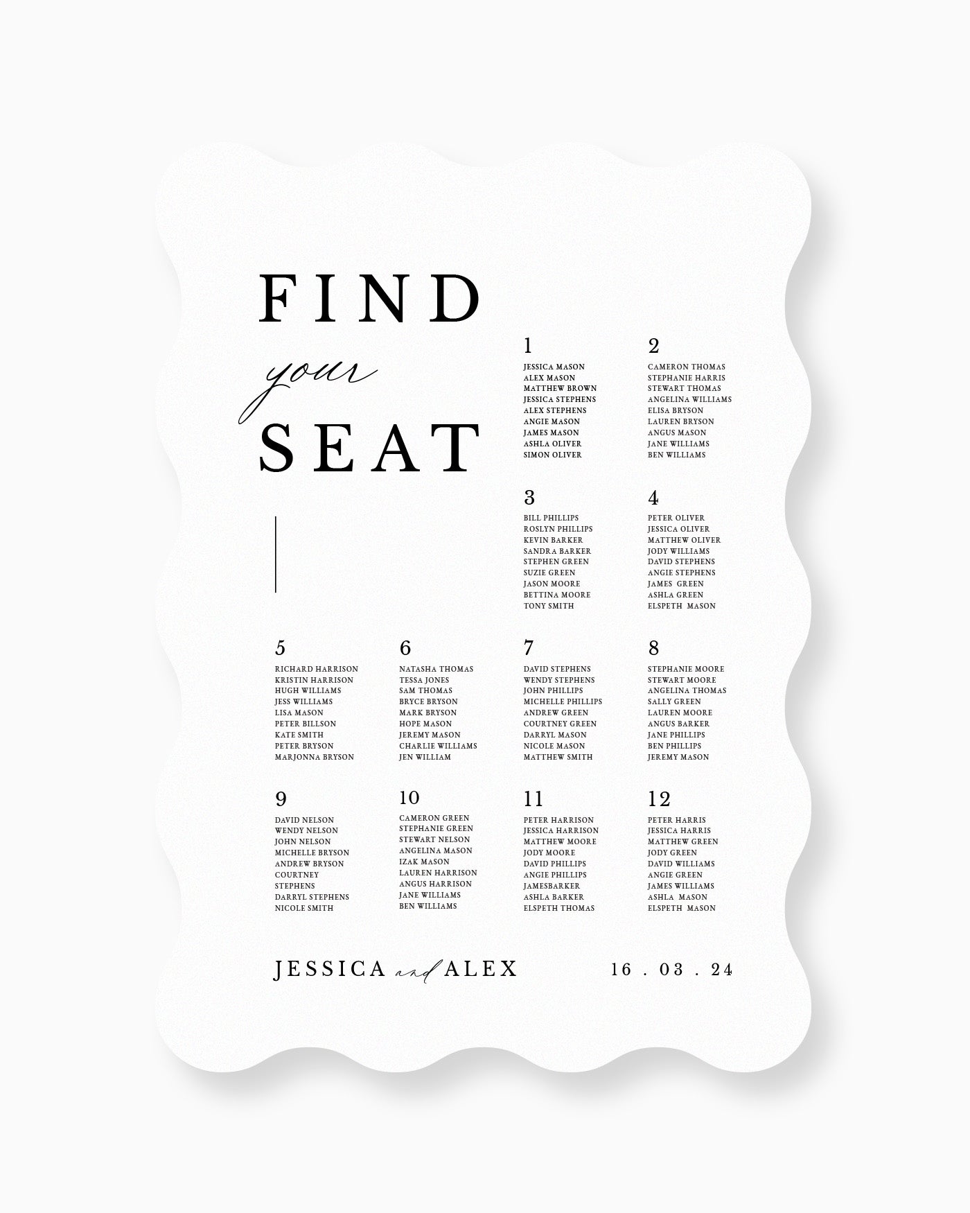 Peppermint Press On the Day Milan Seating Chart