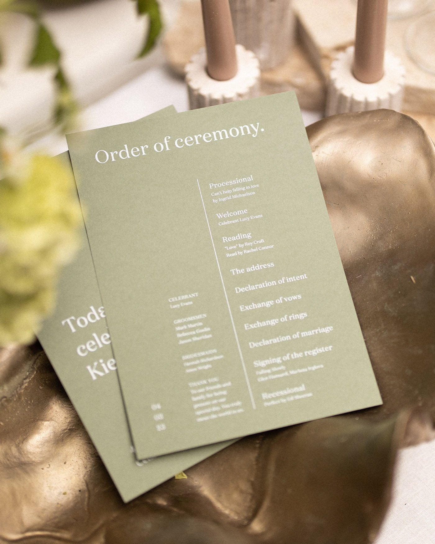 Peppermint Press On the Day Narrative Order of Service