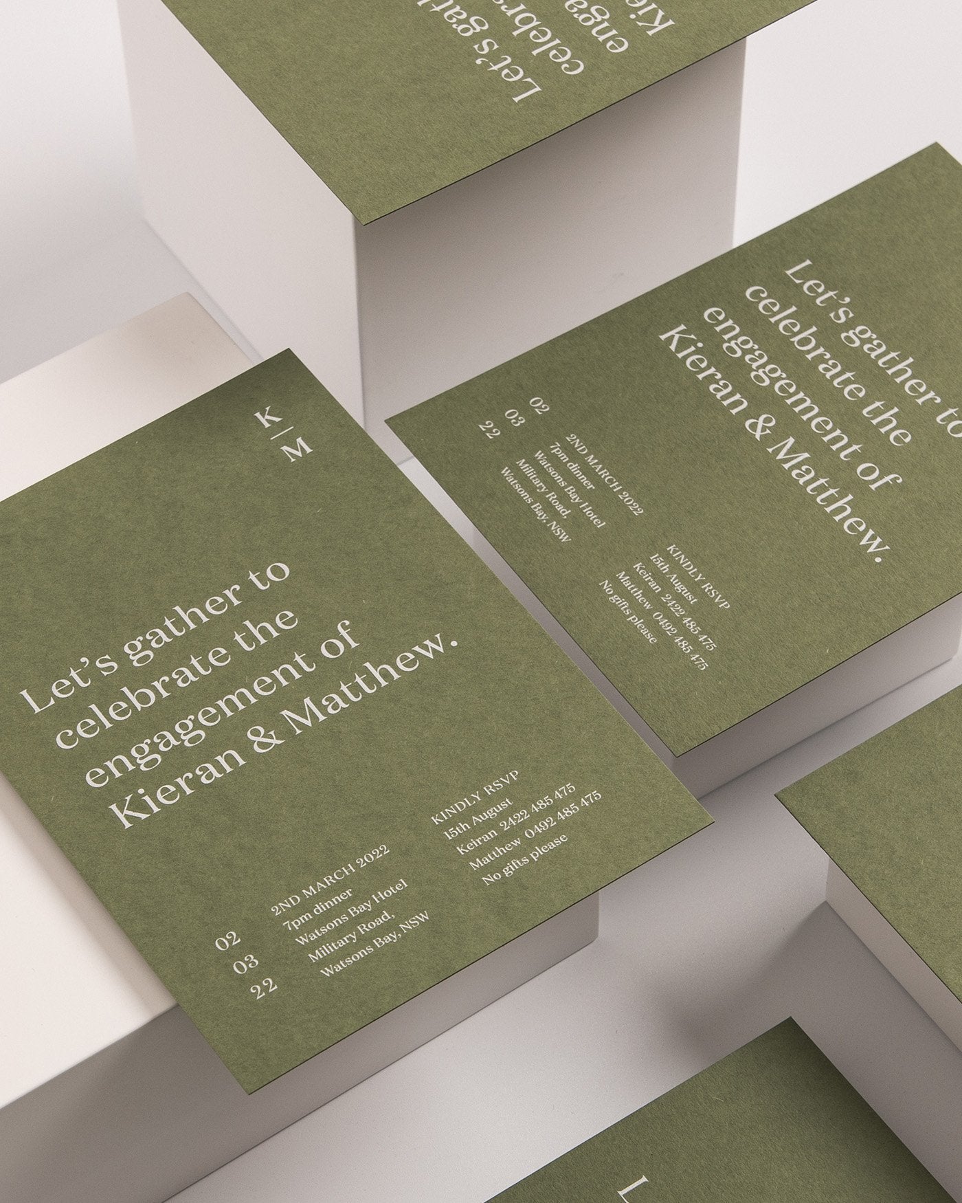 Peppermint Press Stationery Suite Narrative Engagement Invite