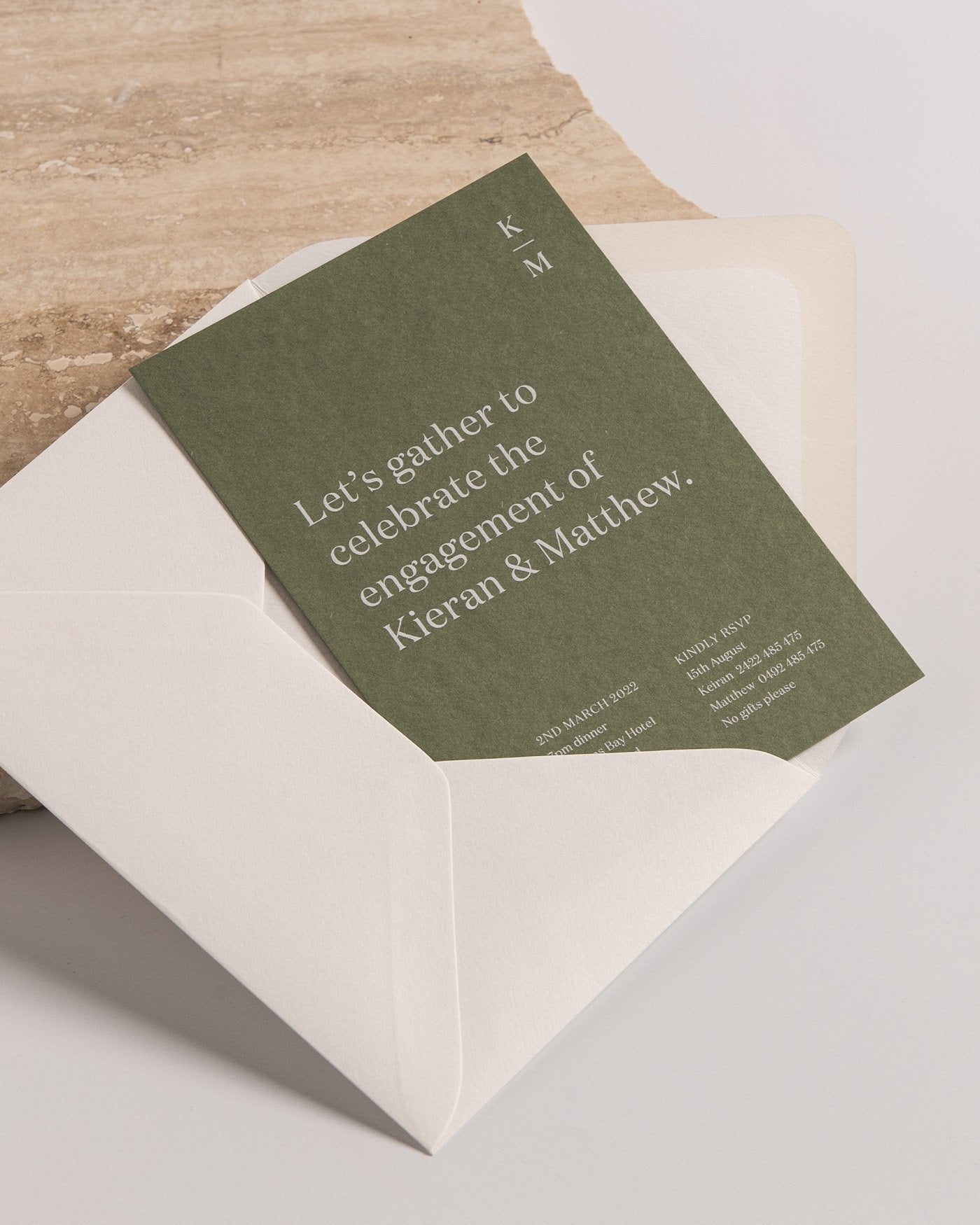 Peppermint Press Stationery Suite Narrative Engagement Invite