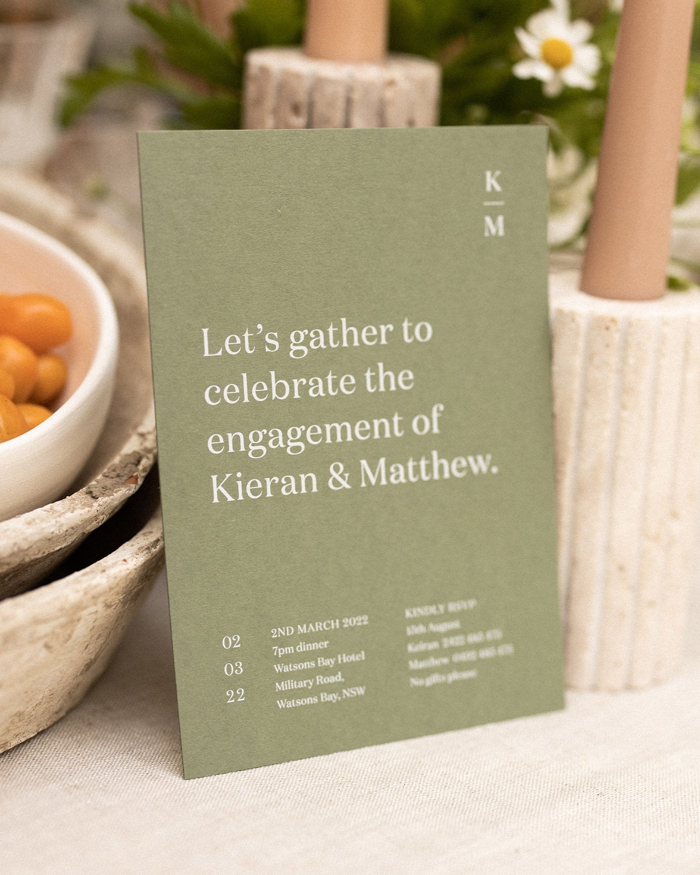 Peppermint Press Stationery Suite Narrative Engagement Invite