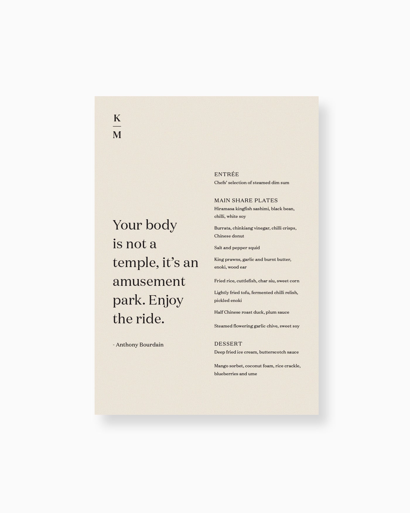 Peppermint Press On the Day Narrative Menu