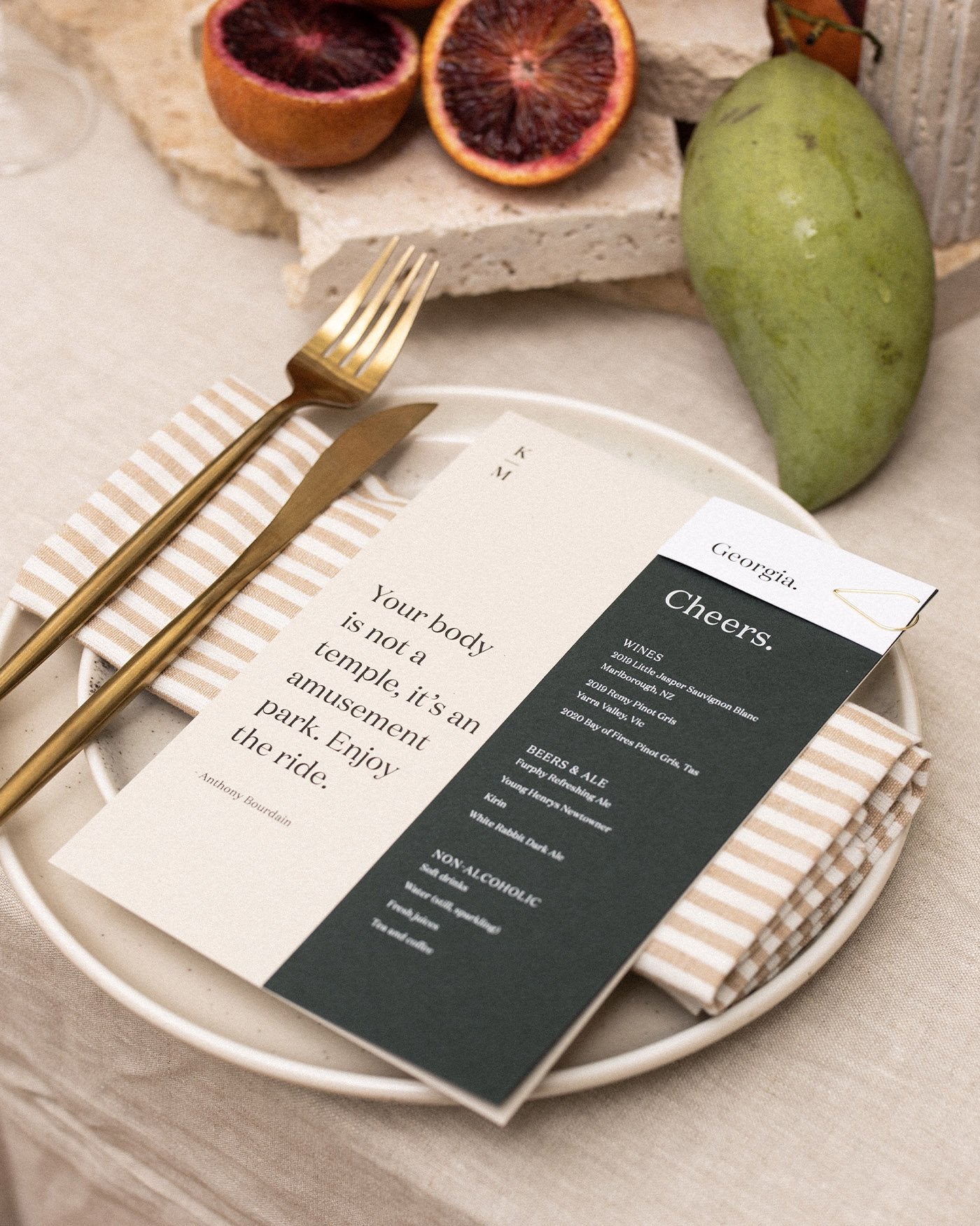 Peppermint Press On the Day Narrative Drinks Menu