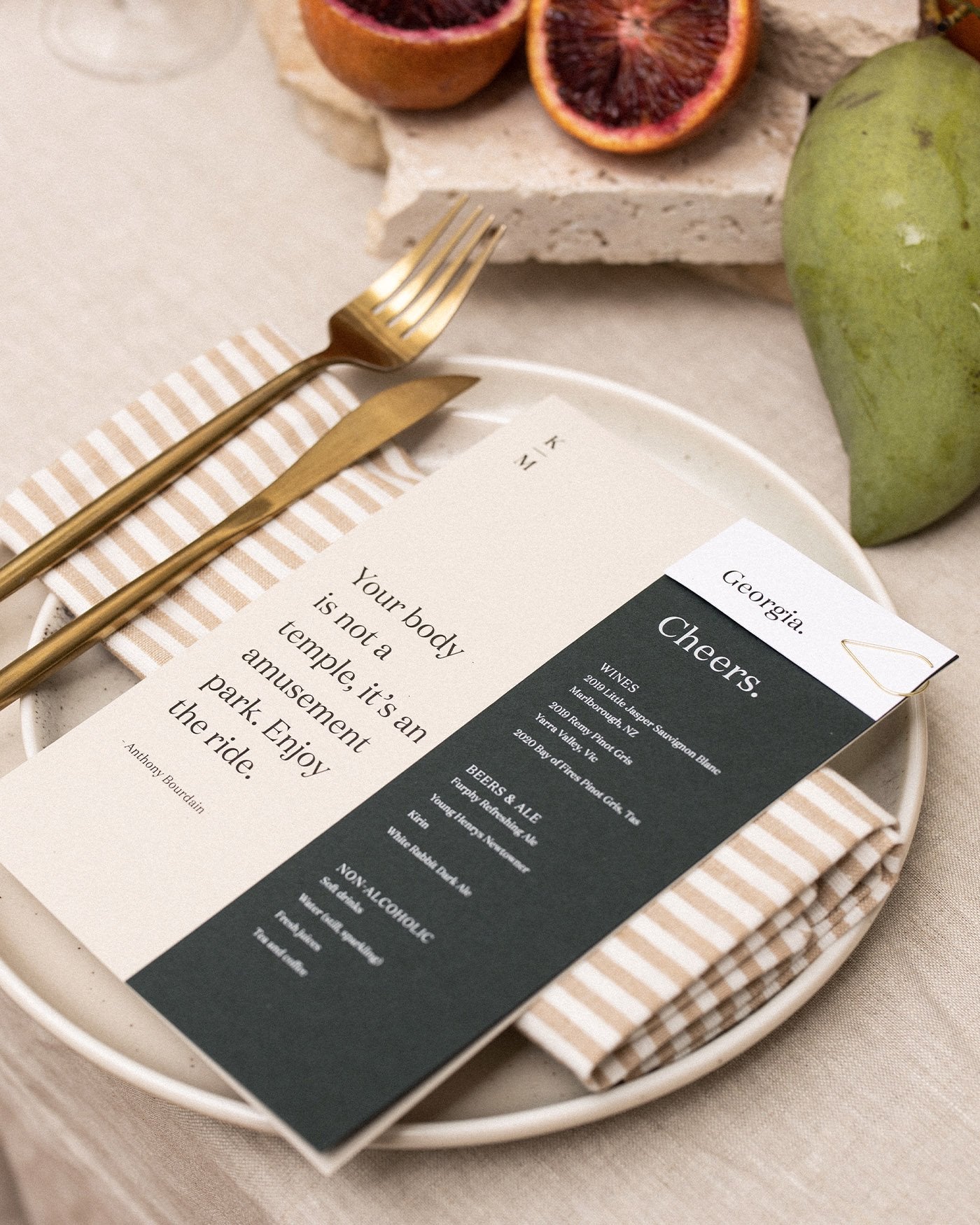 Peppermint Press On the Day Narrative Drinks Menu