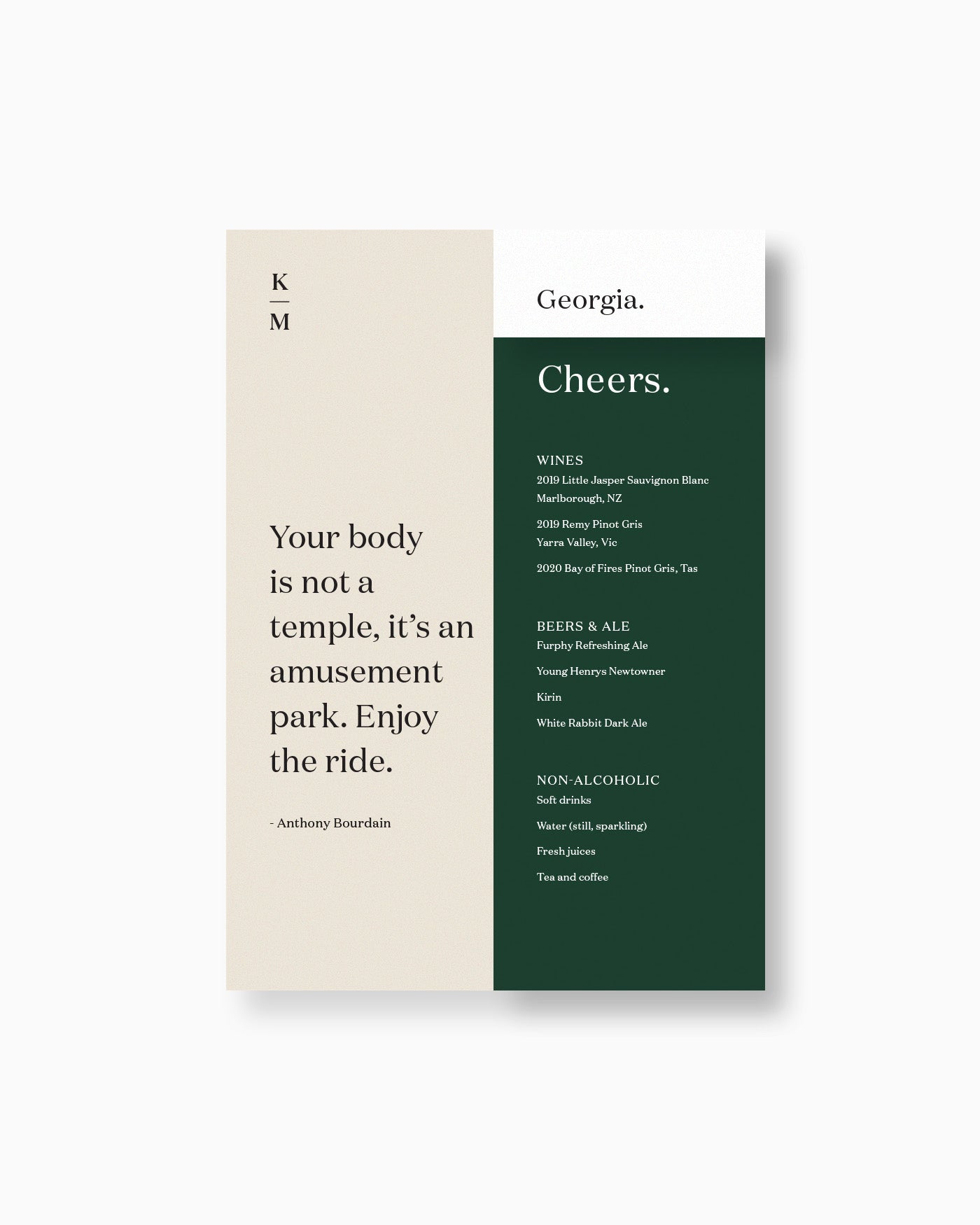 Peppermint Press On the Day Narrative Menu Package