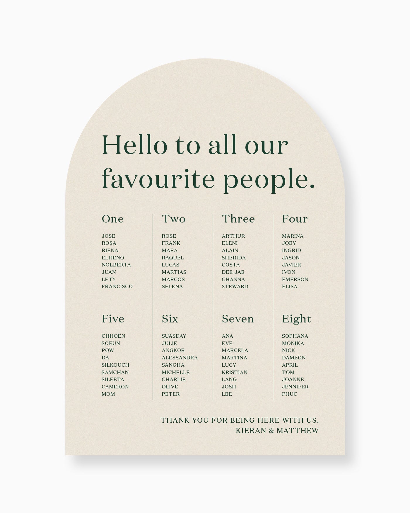 Peppermint Press On the Day Narrative Seating Chart