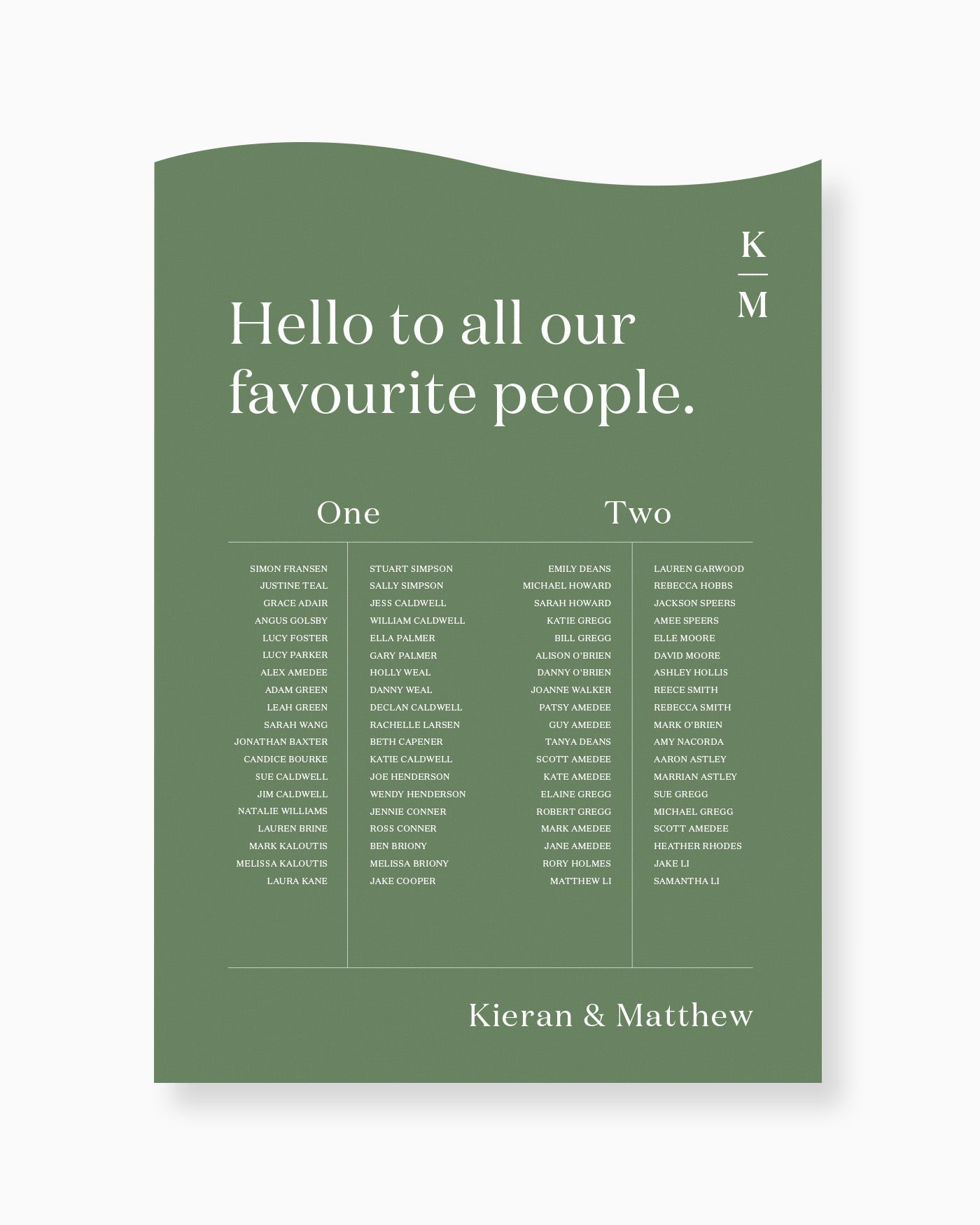 Peppermint Press On the Day Narrative Seating Chart