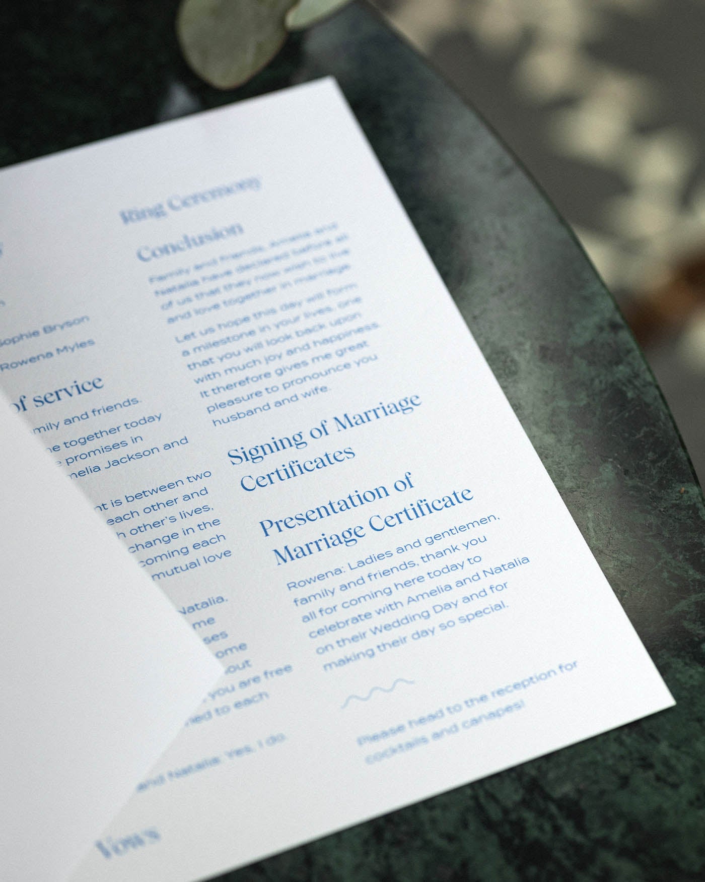 Peppermint Press On the Day Wave Order of Service