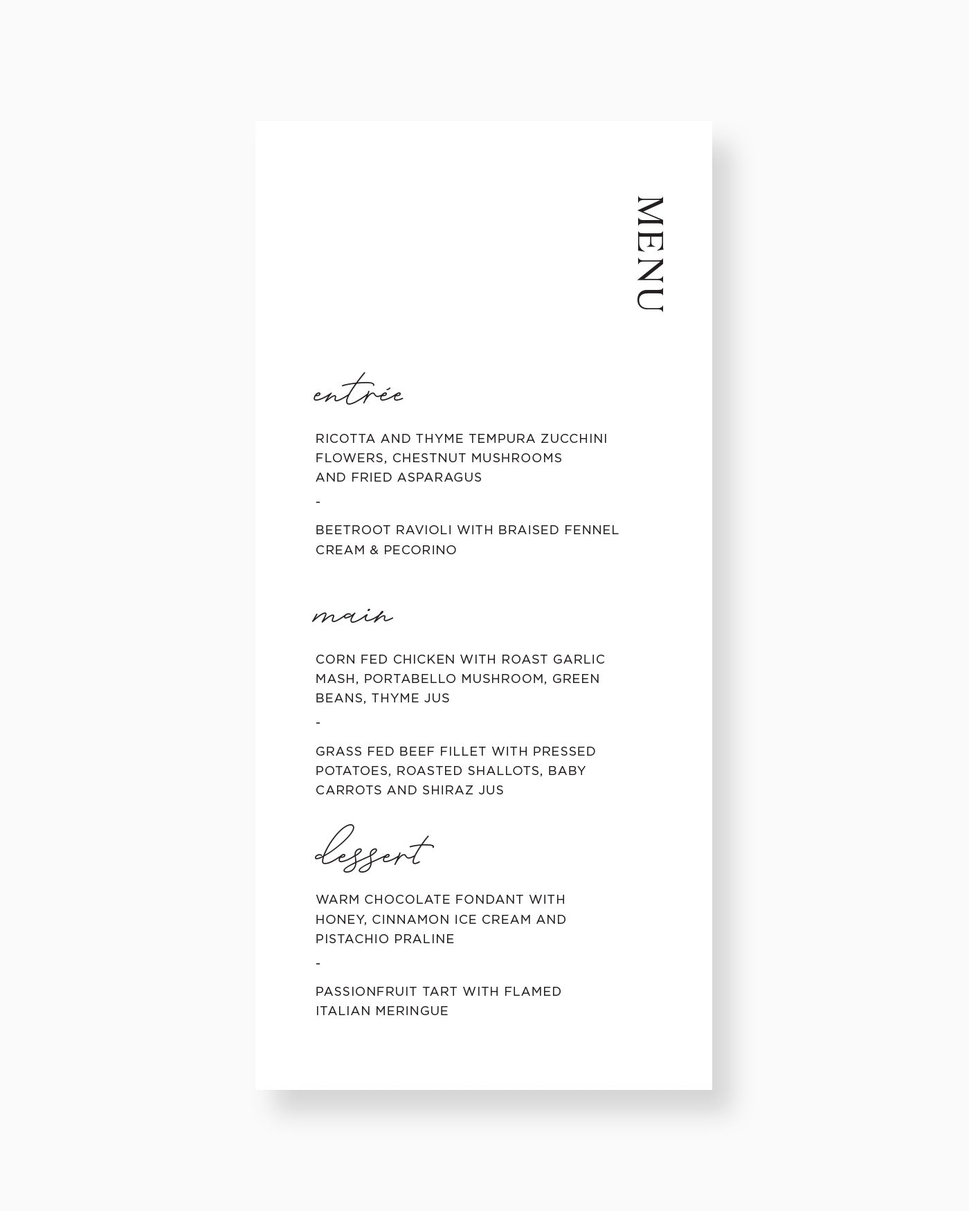 Peppermint Press On the Day Palms Menu