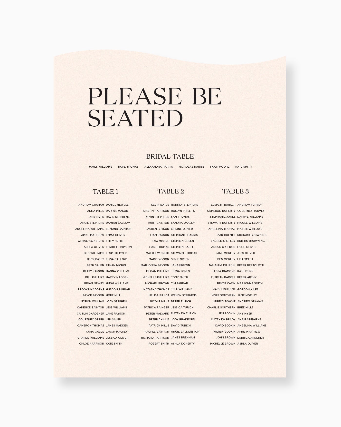 Peppermint Press On the Day Palms Seating Chart