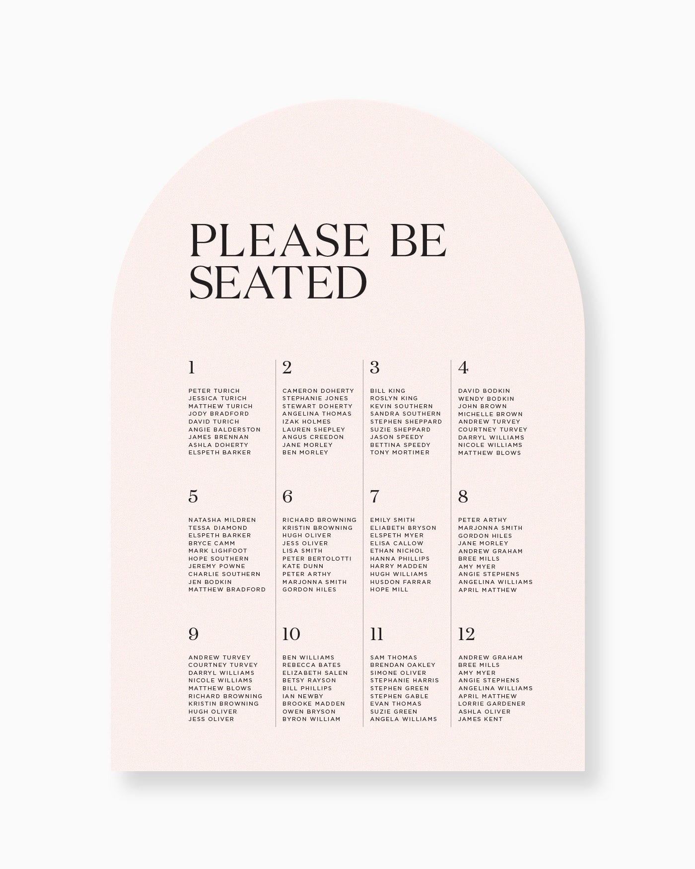 Peppermint Press On the Day Palms Seating Chart