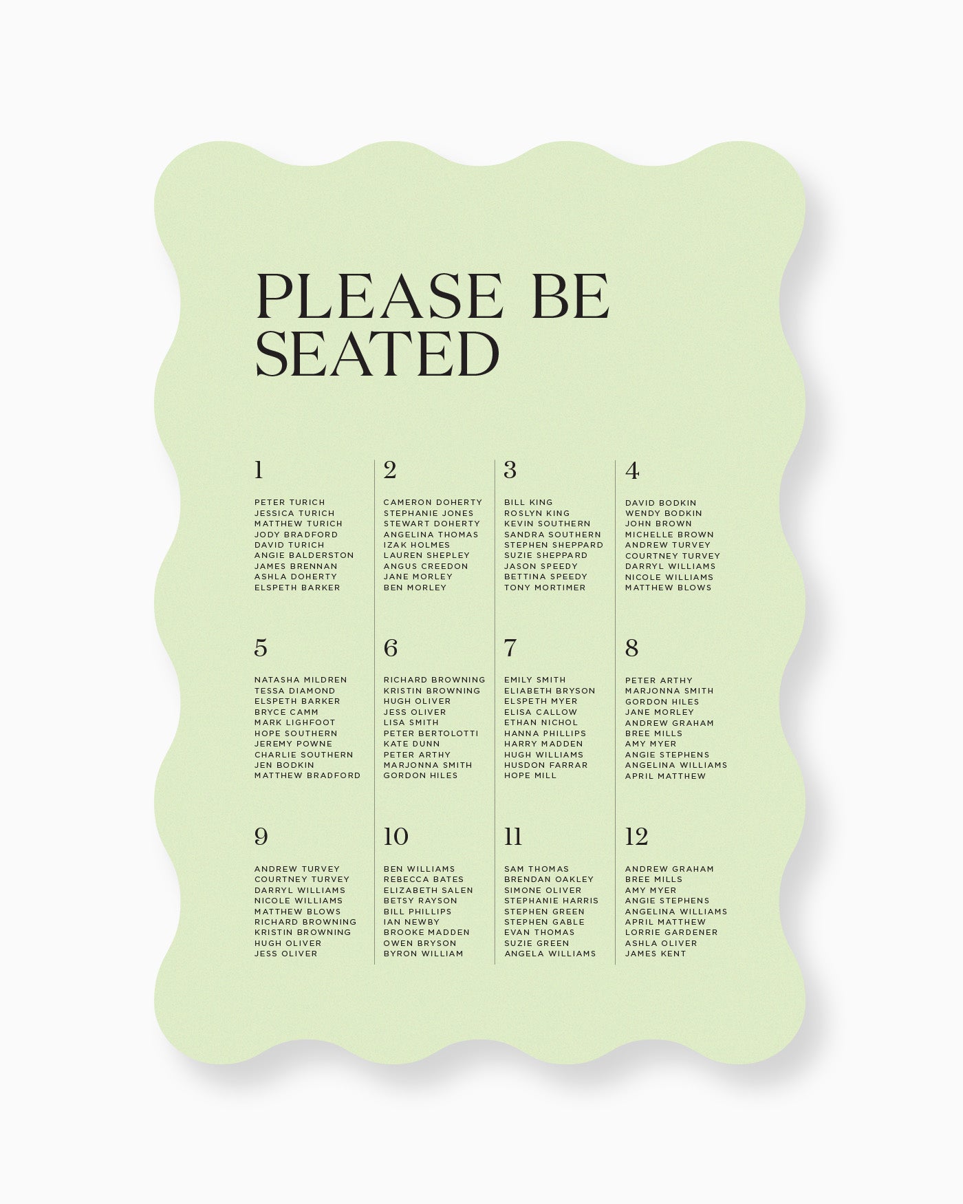 Peppermint Press On the Day Palms Seating Chart
