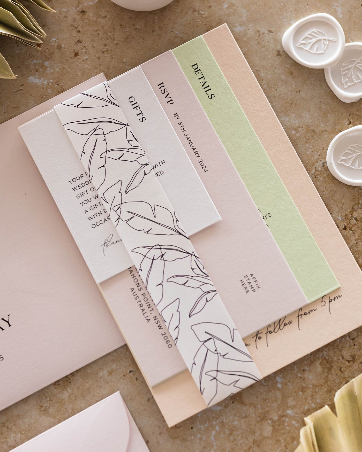 Peppermint Press Stationery Suite Palms Band