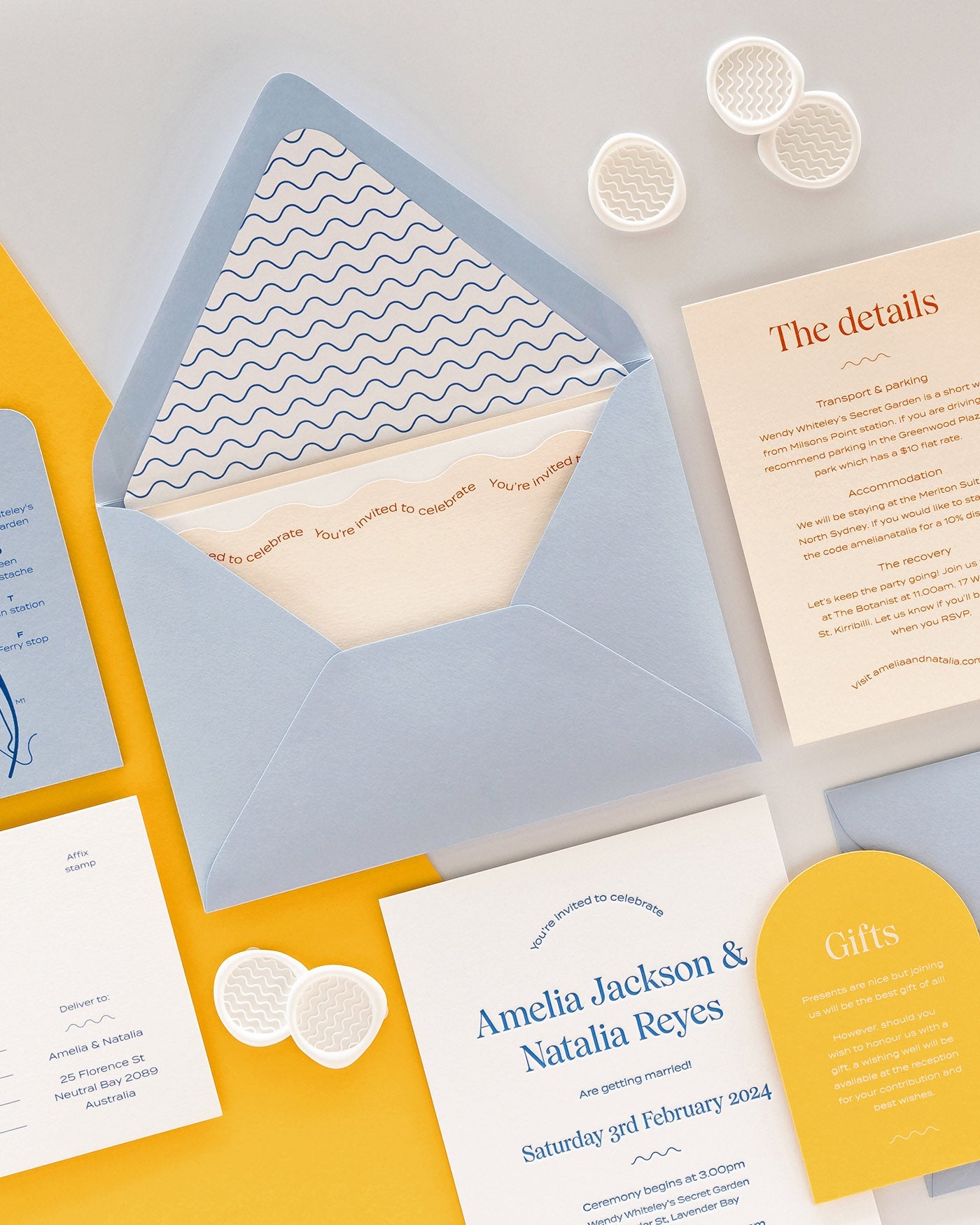 Peppermint Press Stationery Suite Wave Invitation Pocket