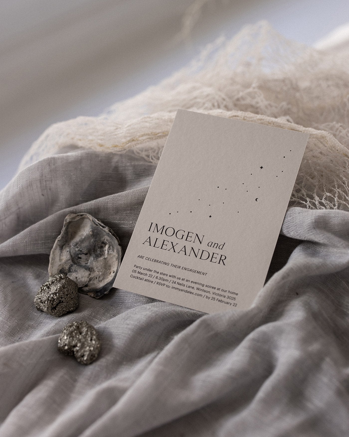 Peppermint Press Stationery Suite Luna Engagement Invite