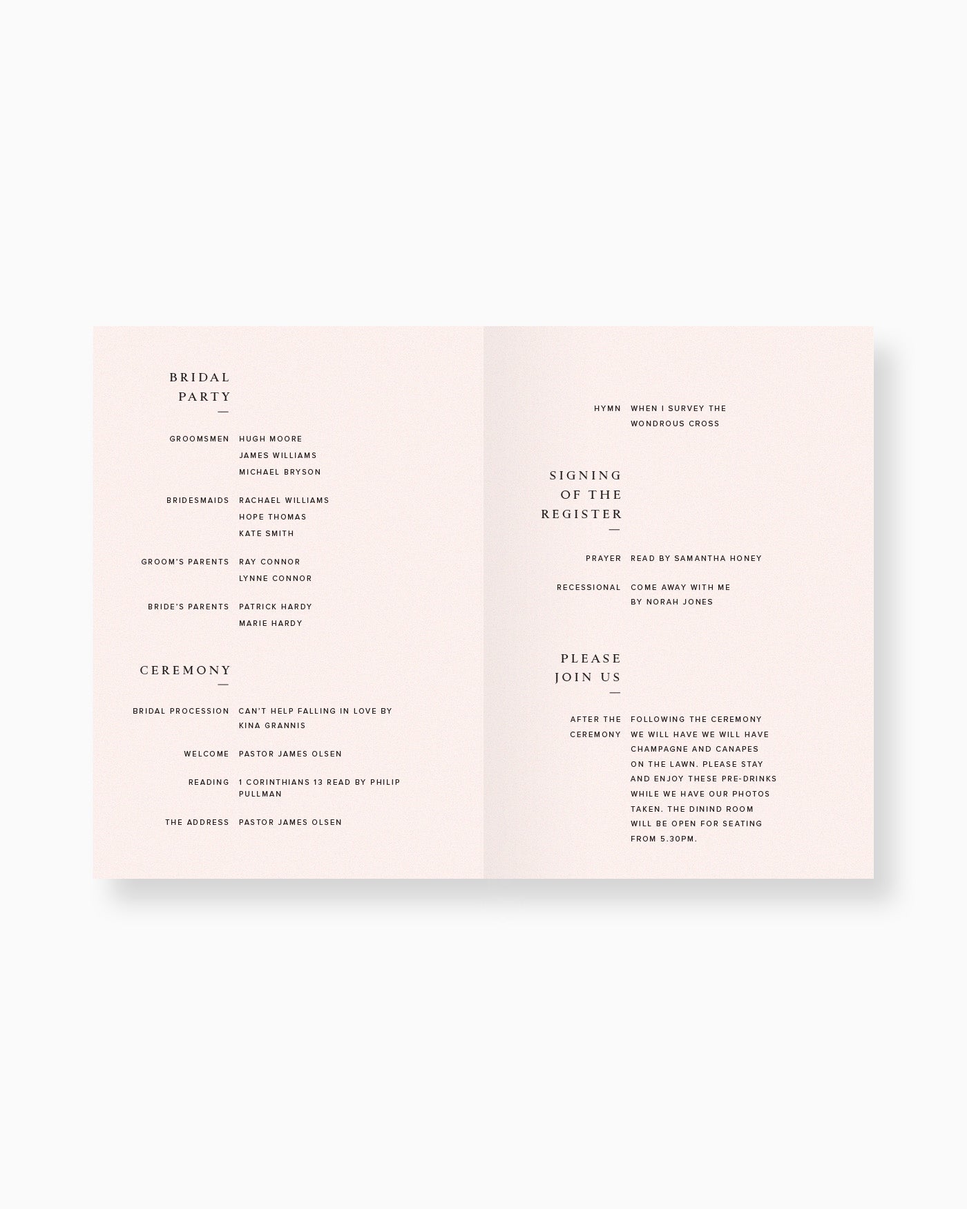 Peppermint Press On the Day Selena Ceremony Booklet