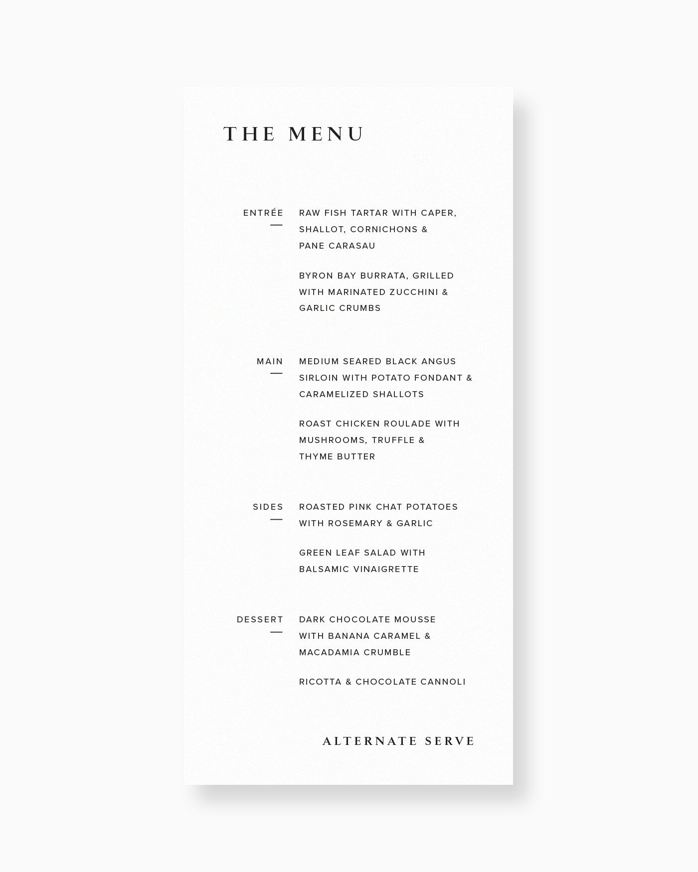 Peppermint Press On the Day Selena Menu