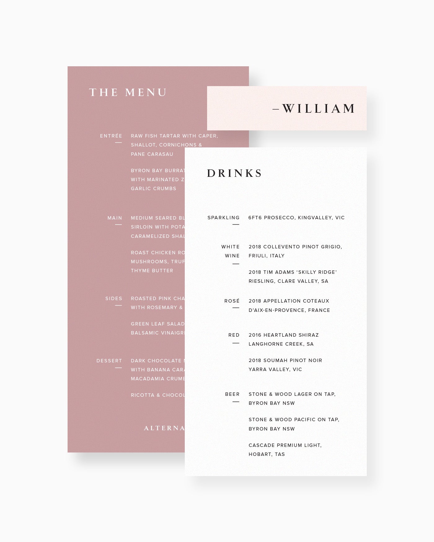 Peppermint Press On the Day Selena Menu Package