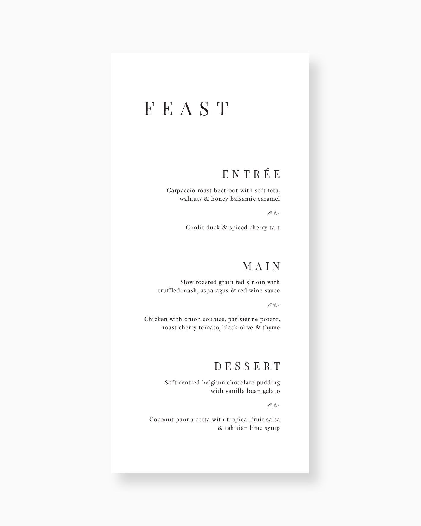 Peppermint Press On the Day Soleil Menu