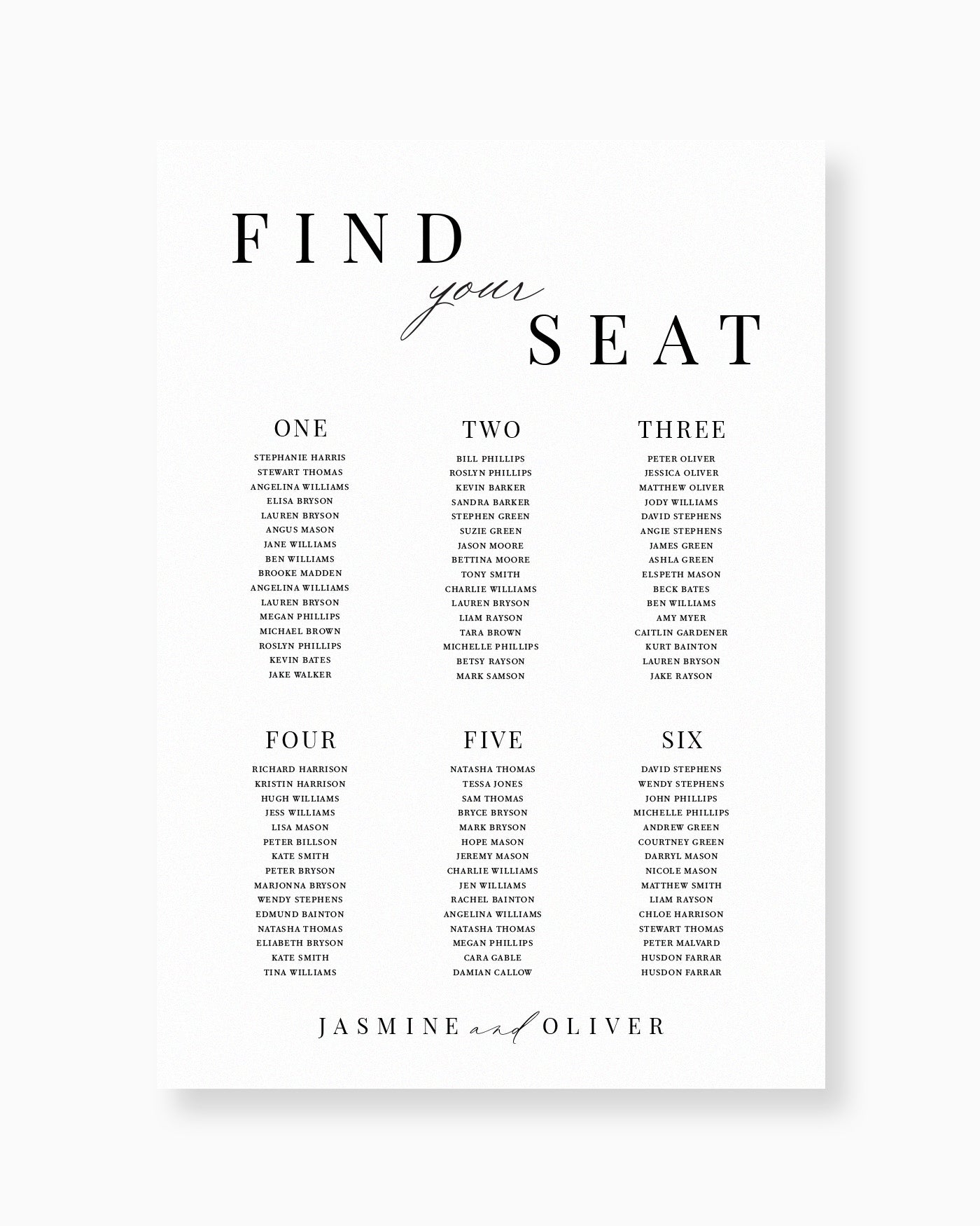 Peppermint Press On the Day Soleil Seating Chart