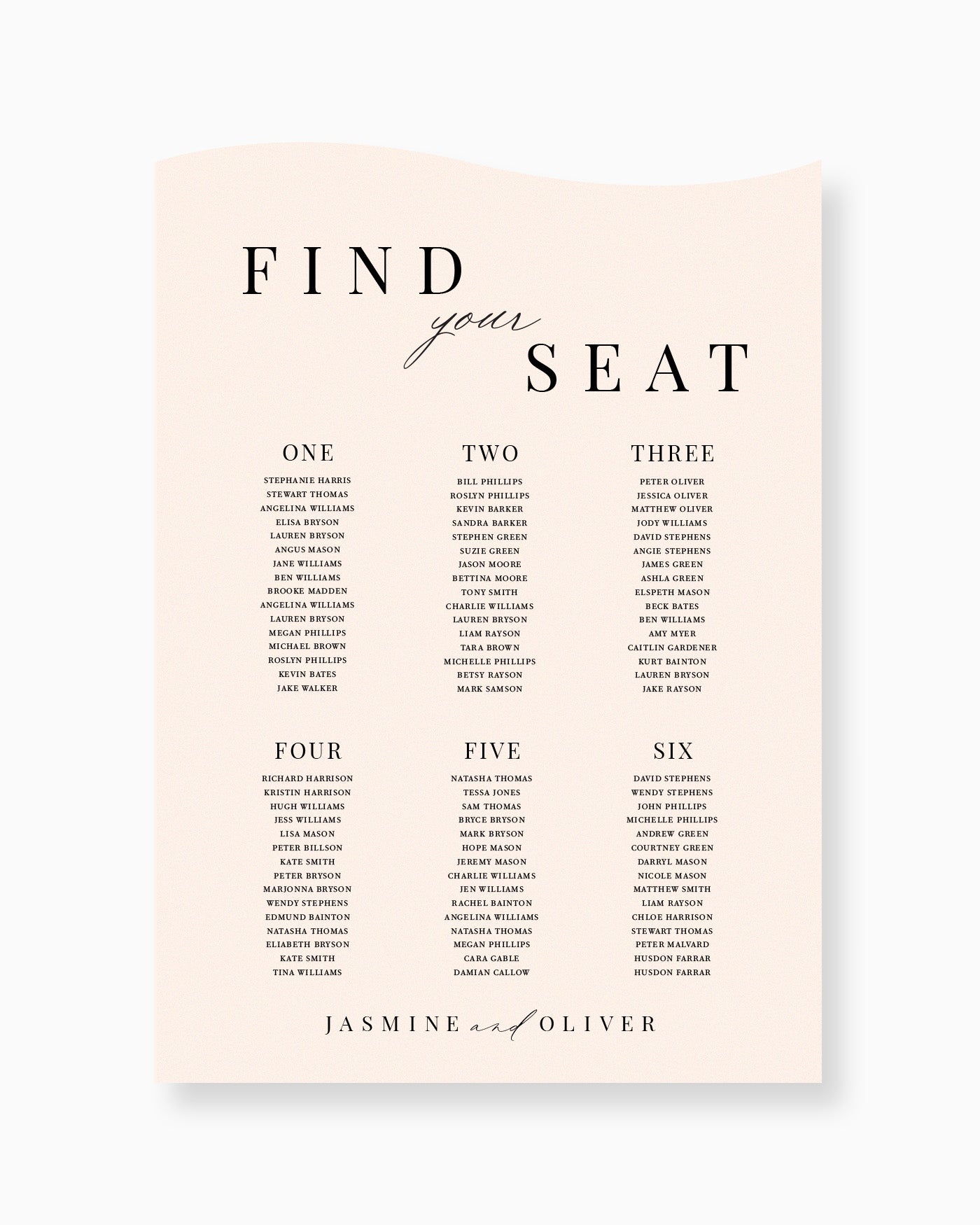 Peppermint Press On the Day Soleil Seating Chart