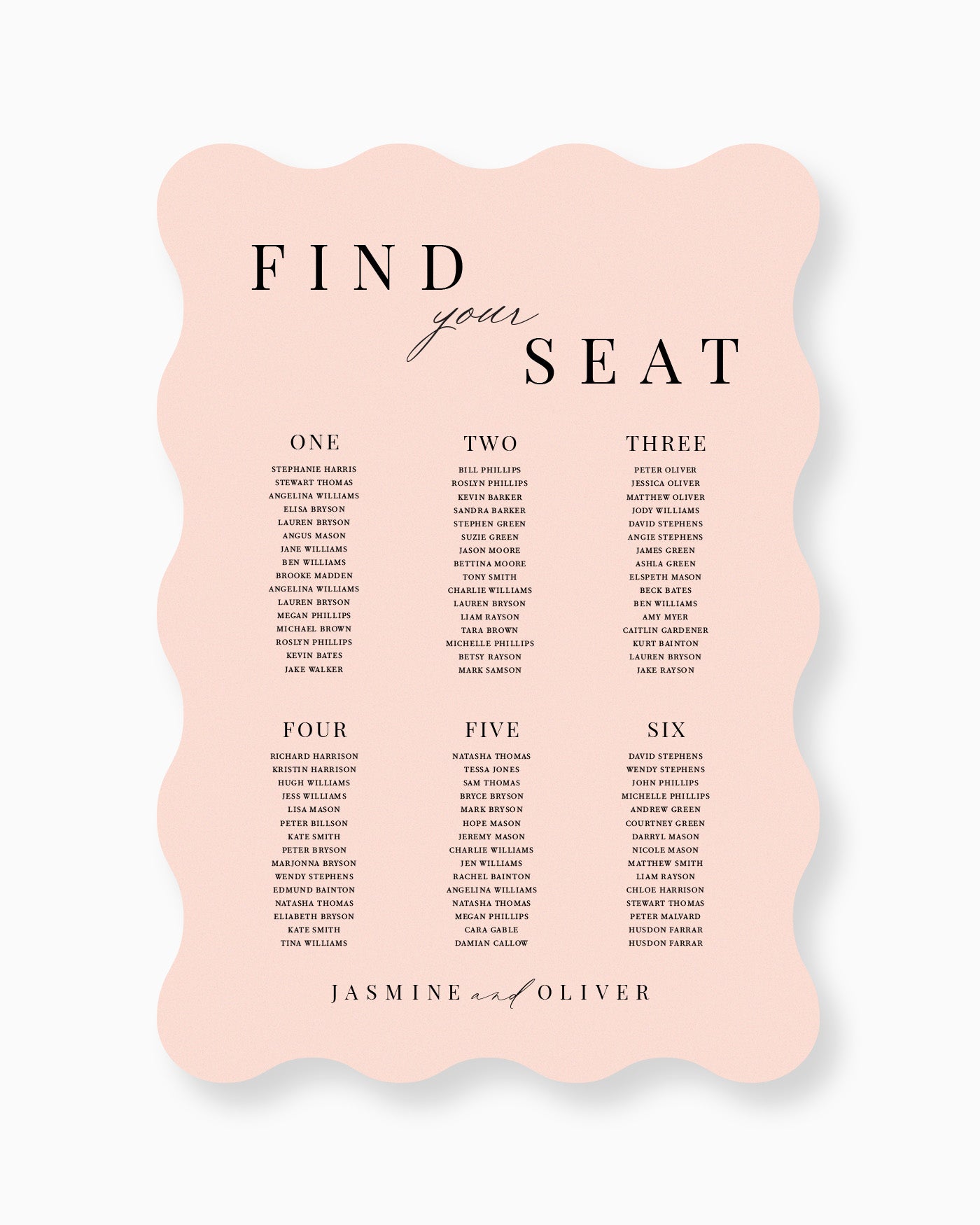 Peppermint Press On the Day Soleil Seating Chart