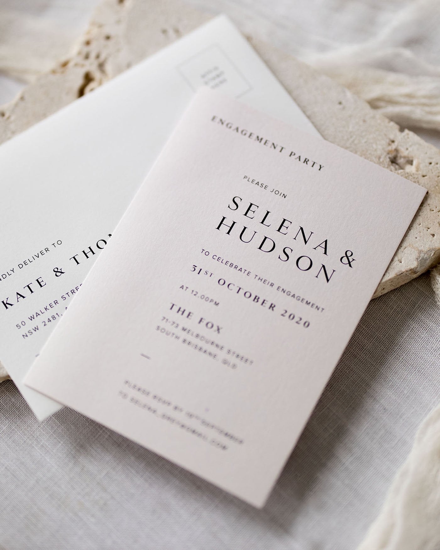 Peppermint Press Stationery Suite Selena Engagement Invite