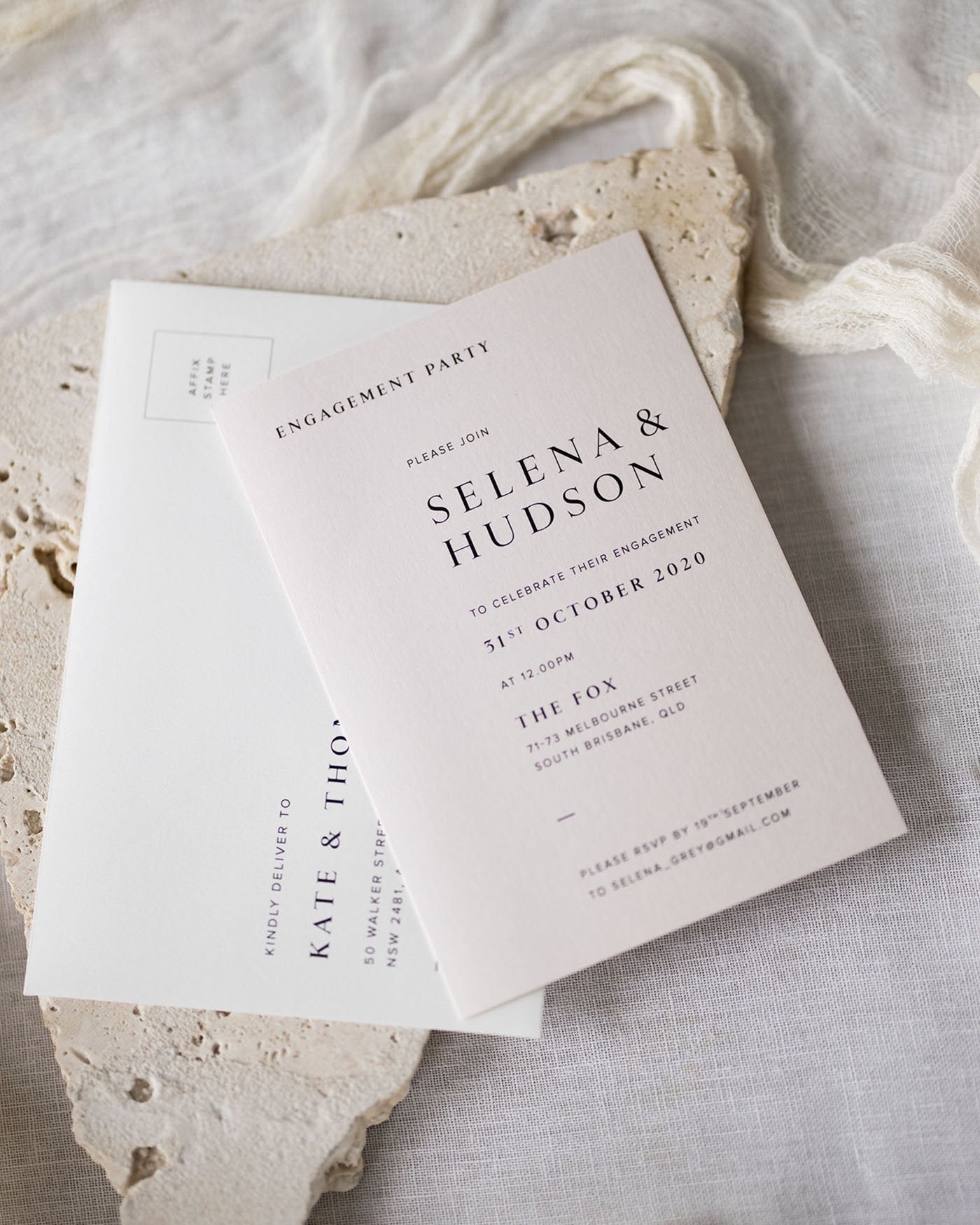 Peppermint Press Stationery Suite Selena Engagement Invite