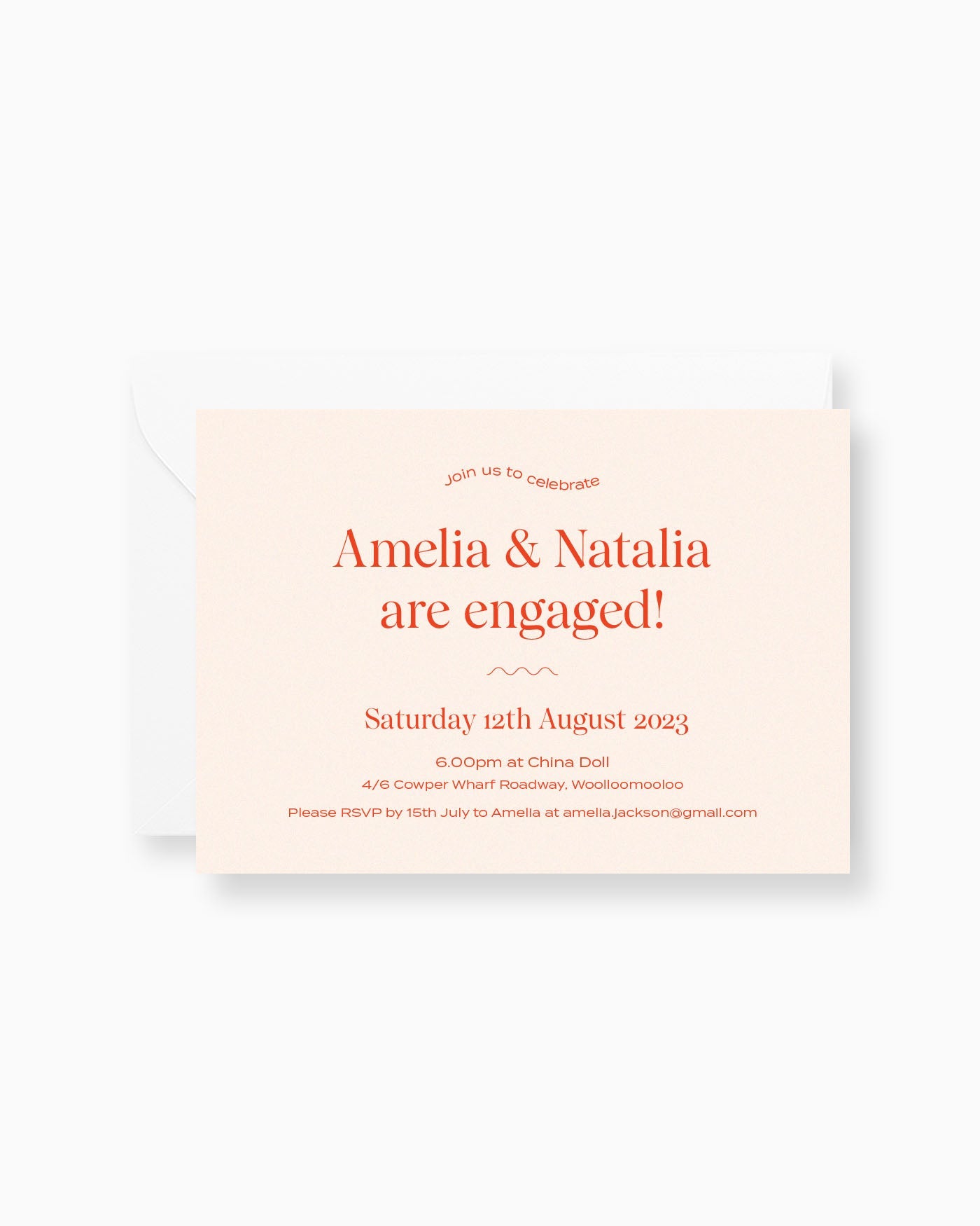 Peppermint Press Stationery Suite Wave Engagement Invite