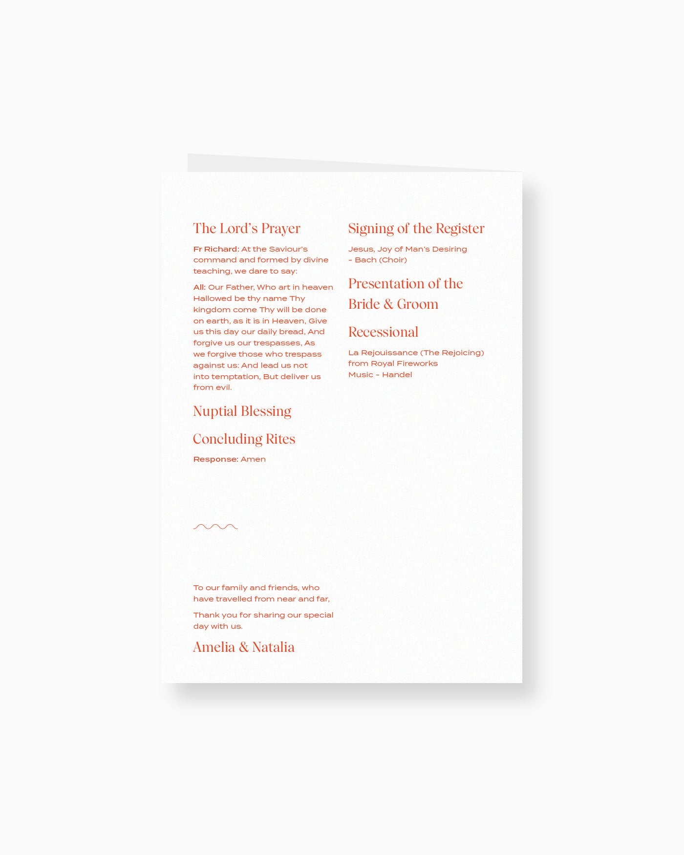 Peppermint Press On the Day Wave Ceremony Booklet