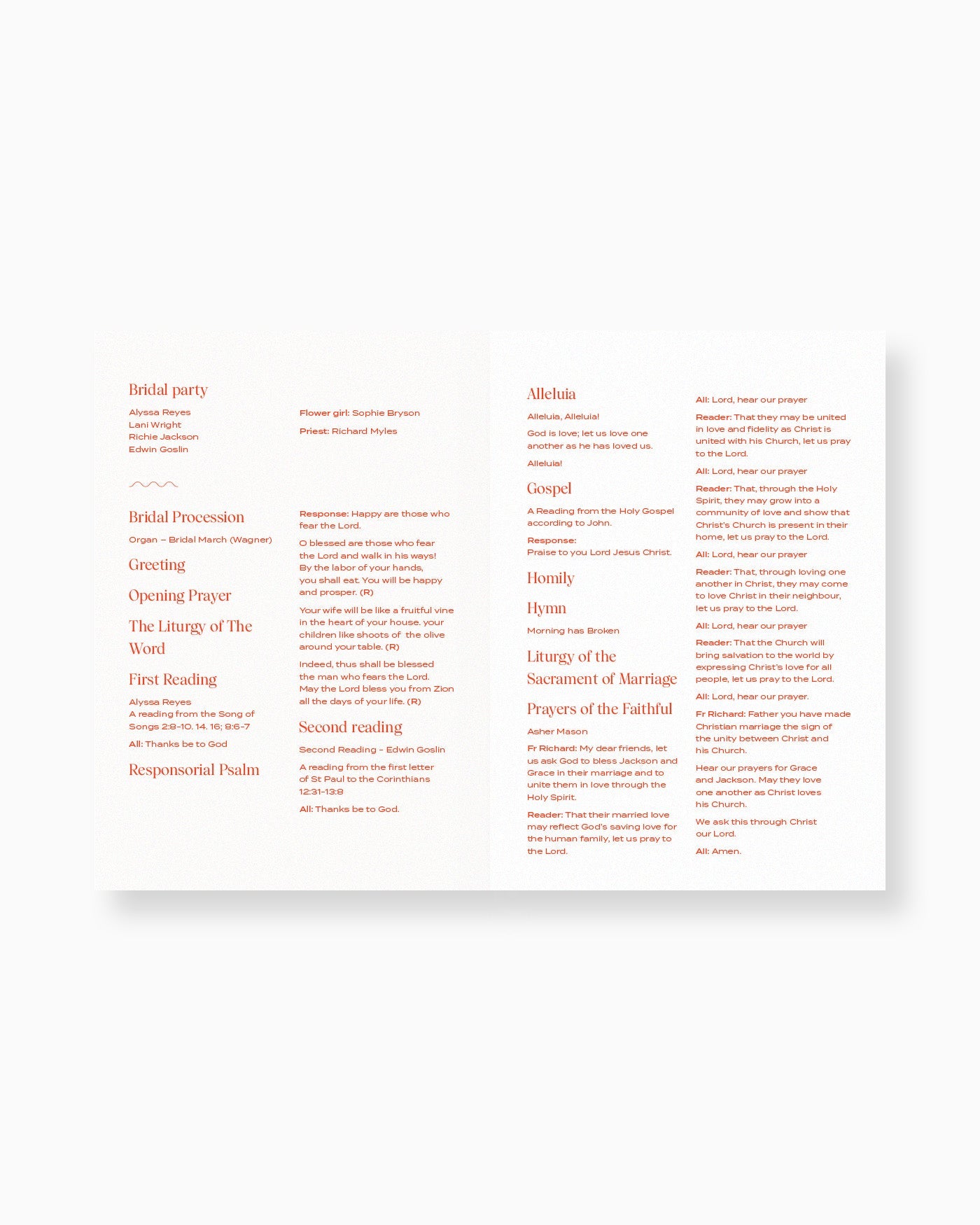 Peppermint Press On the Day Wave Ceremony Booklet