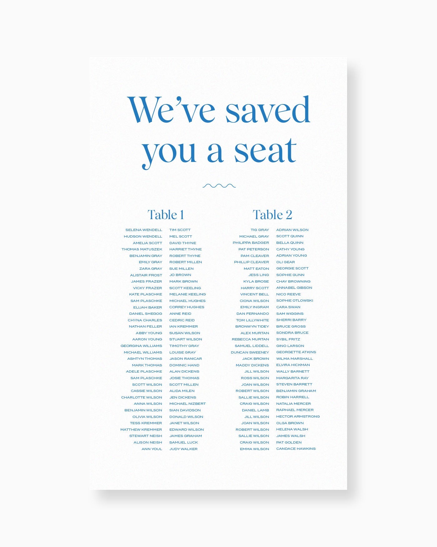 Peppermint Press On the Day Wave Seating Chart