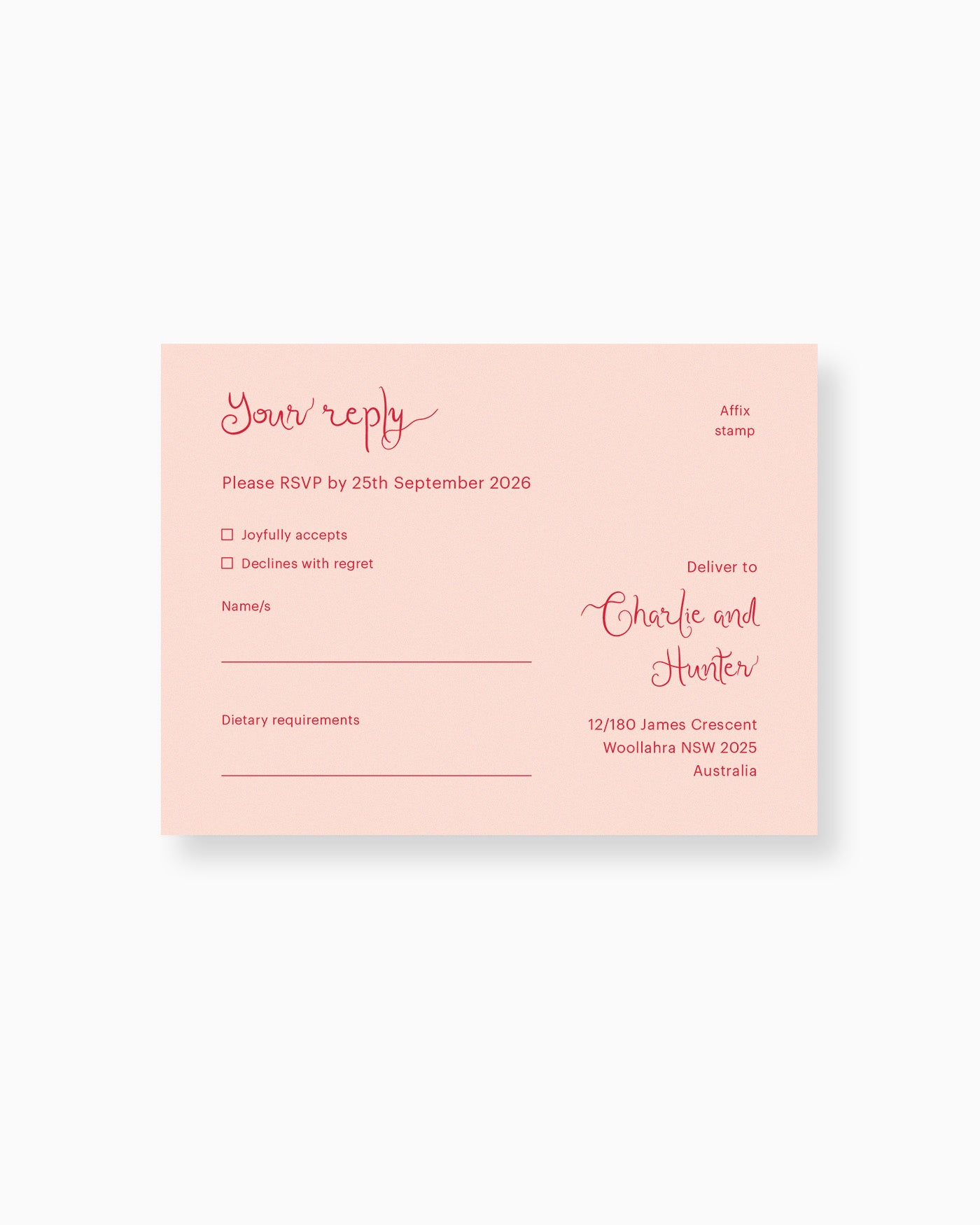 Charlie RSVP Card mockup