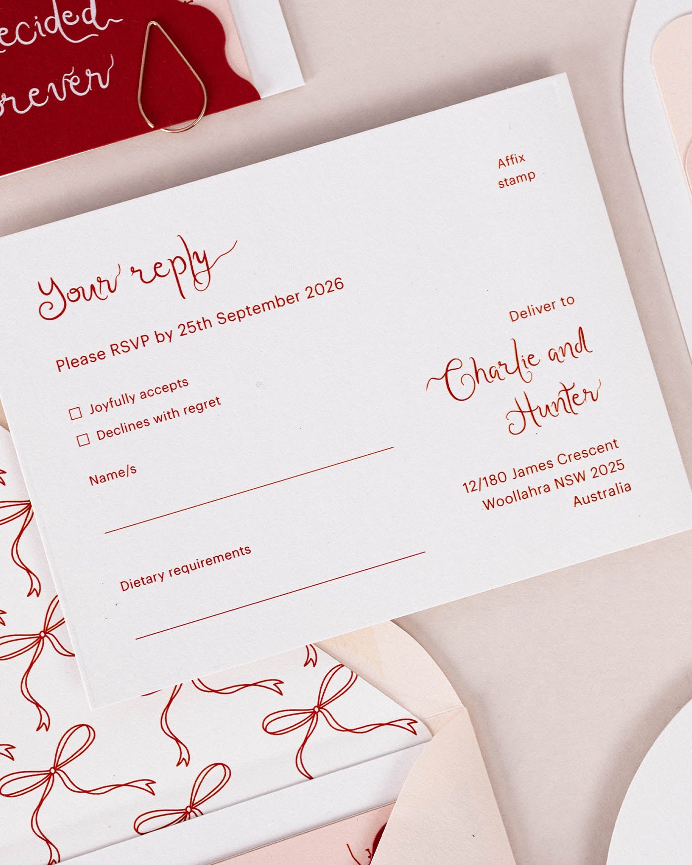 Charlie RSVP Card styled photograph