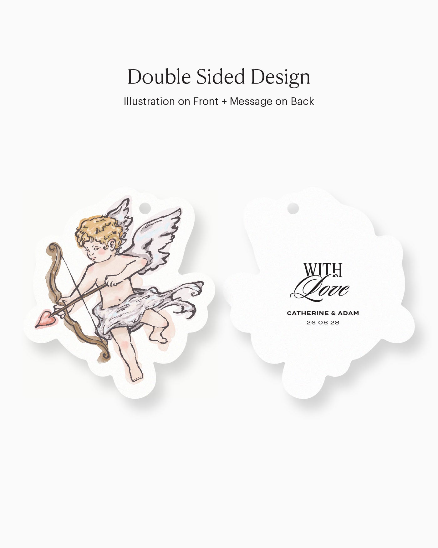 Ink Wash Cupid Favour Tag double-sided mockup