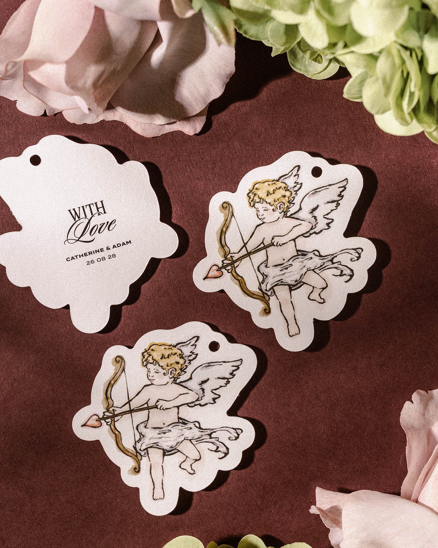 Ink Wash Cupid Favour Tag styled photograph