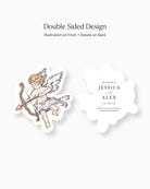 Ink Wash Cupid Save the Date double-sided mockup