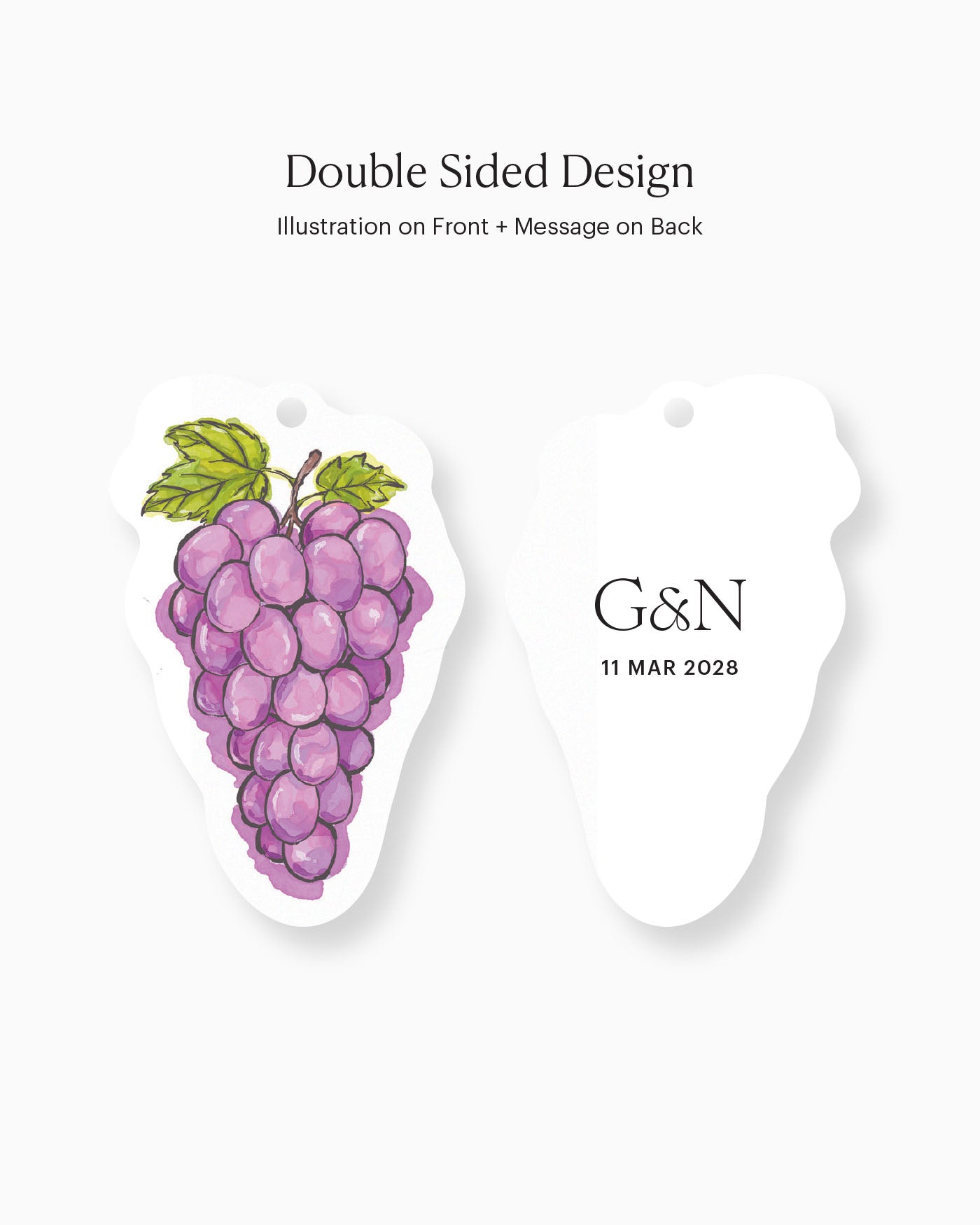 Ink Wash Grapes Favour Tag double-sided mockup