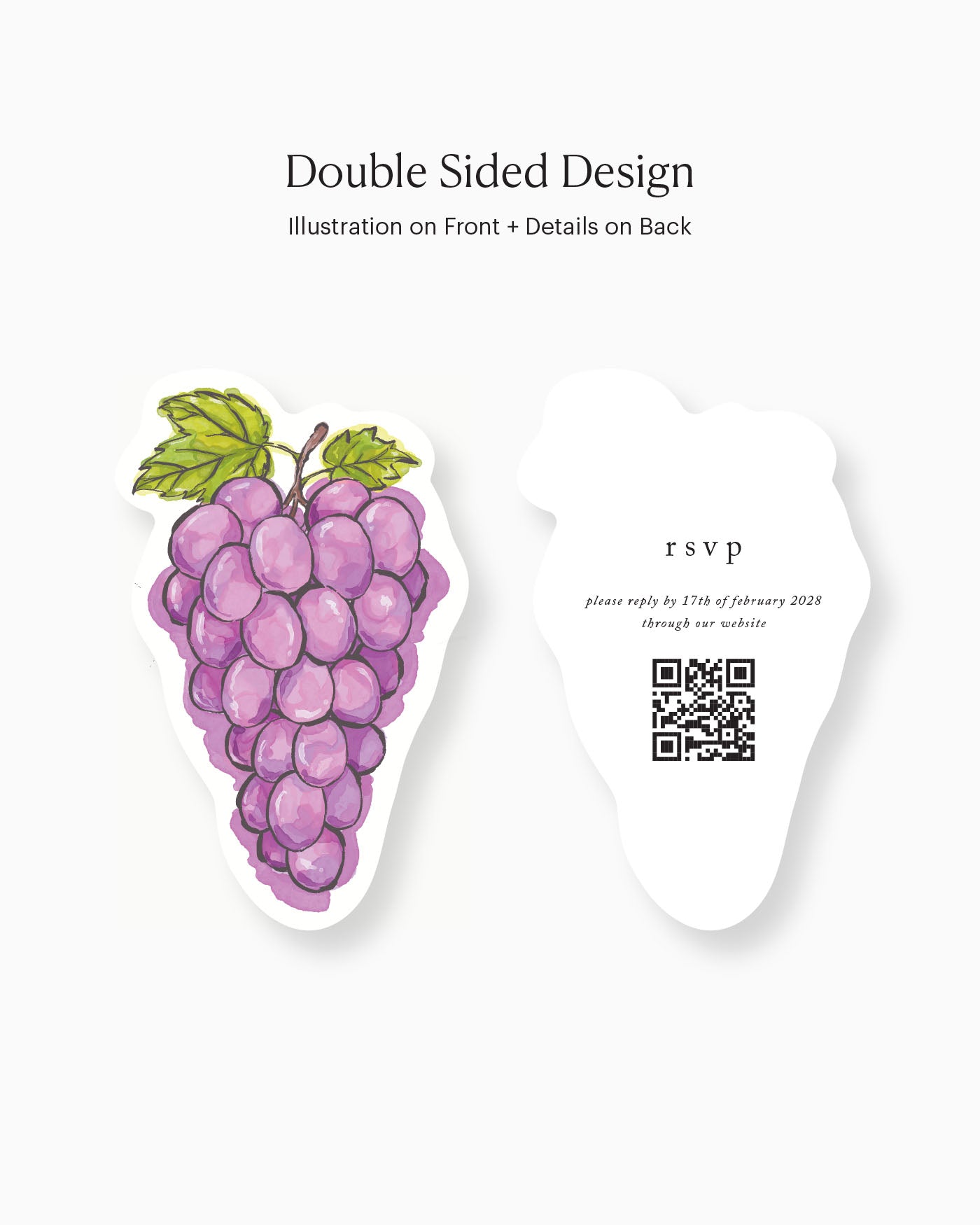 Ink Wash Grapes Insert Card double-sided mockup