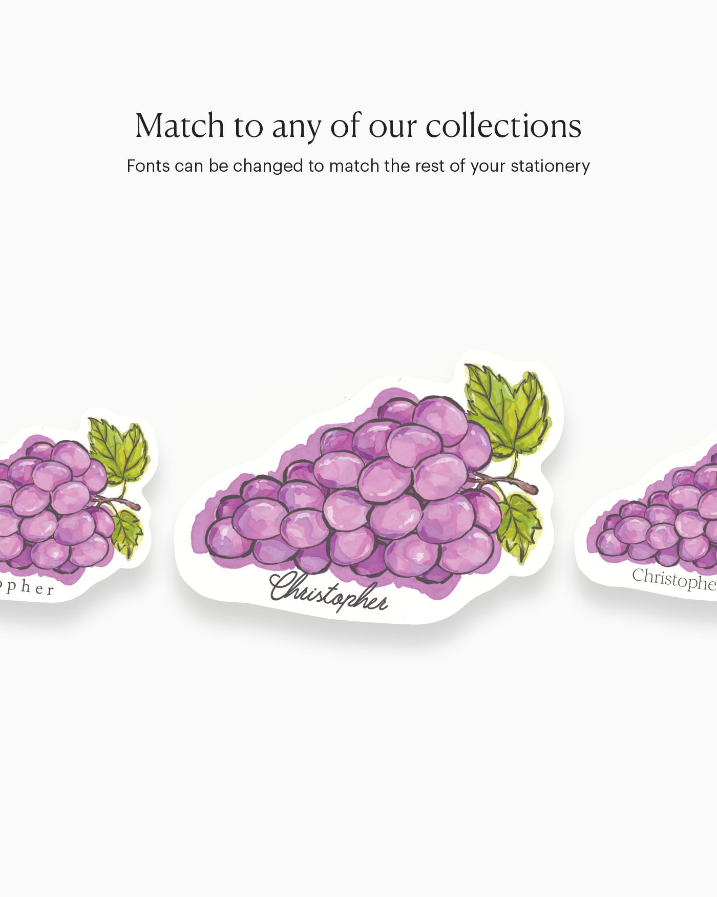 Ink Wash Grapes Place Card matching collection mockup