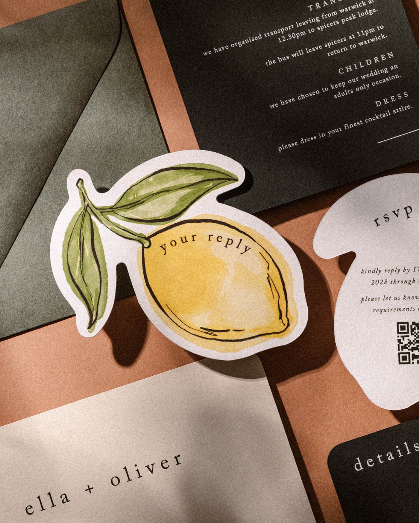 Ink Wash Lemon Insert Card styled photograph